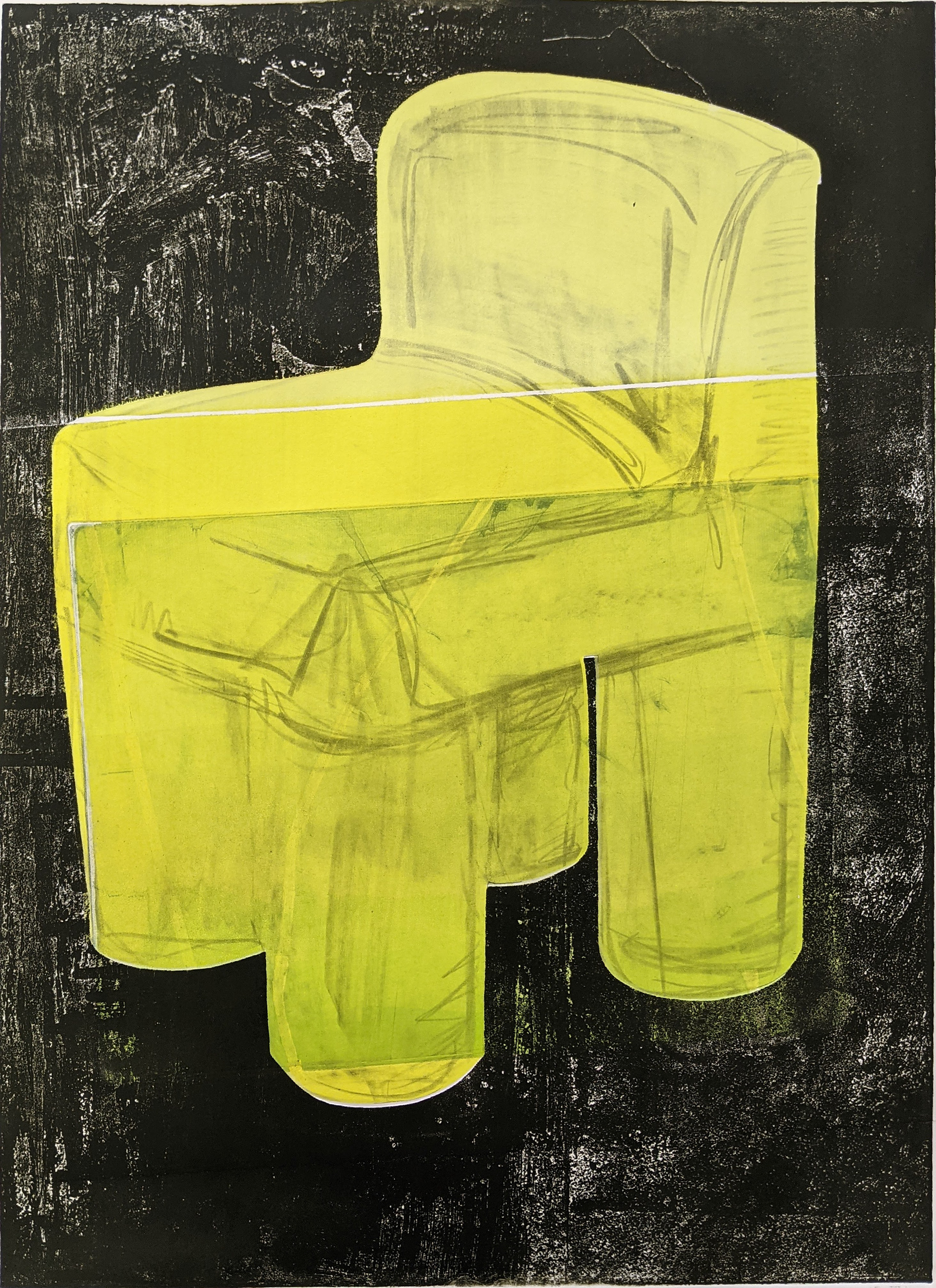 Awareness Fills Me Up, 18.5'' x 25.5'', etching with monotype screen printing, 2021