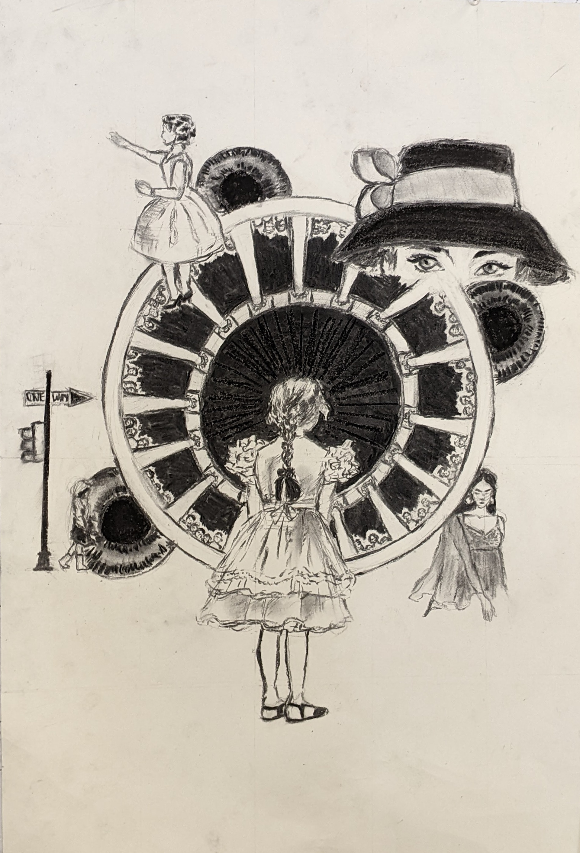 Conceptual Drawing from Collage-Charcoal