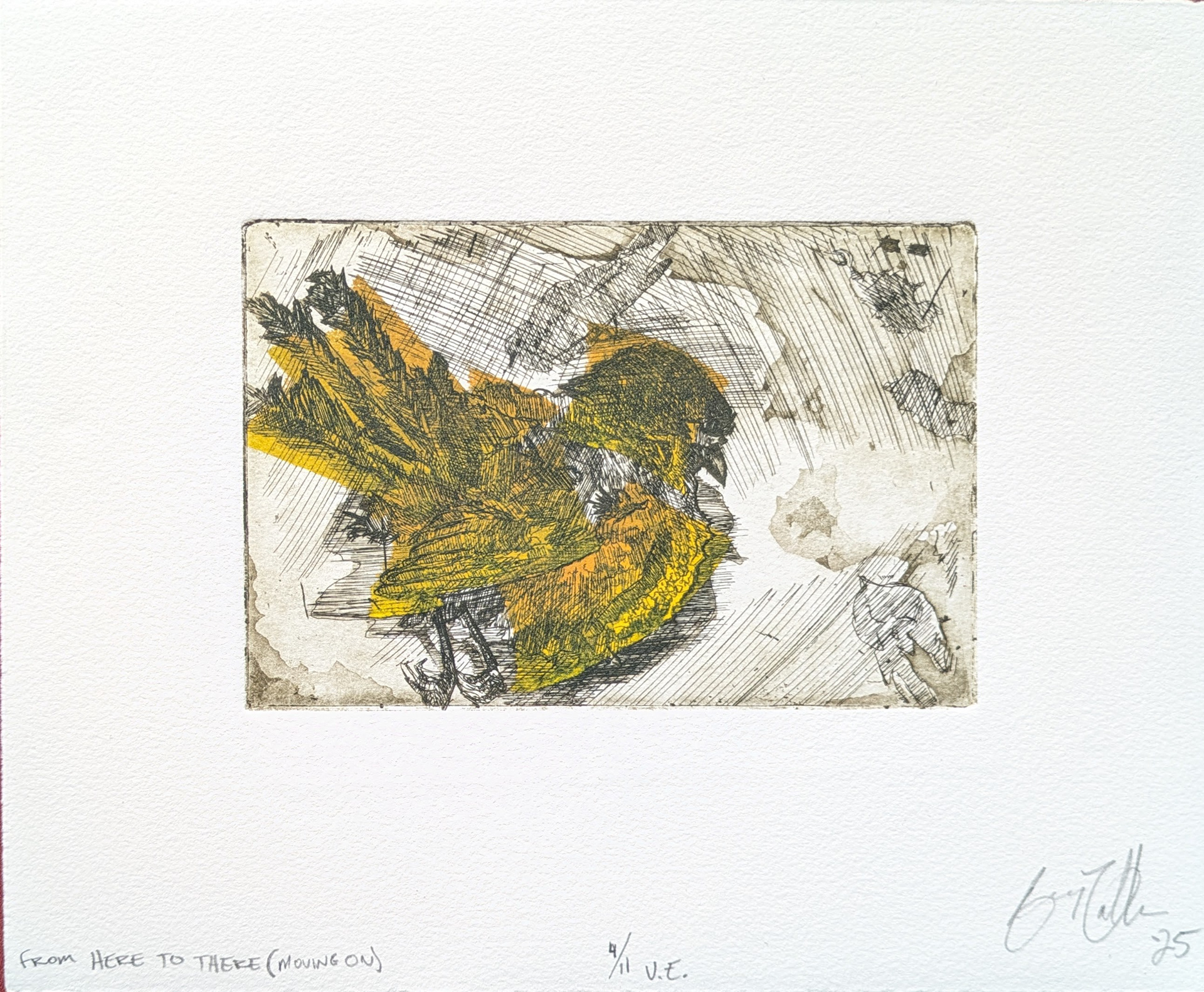 From Here to There (Moving On), 4/11 V.E., Intaglio Etching with Viscosity Printing, 10'' x 8'', 2025