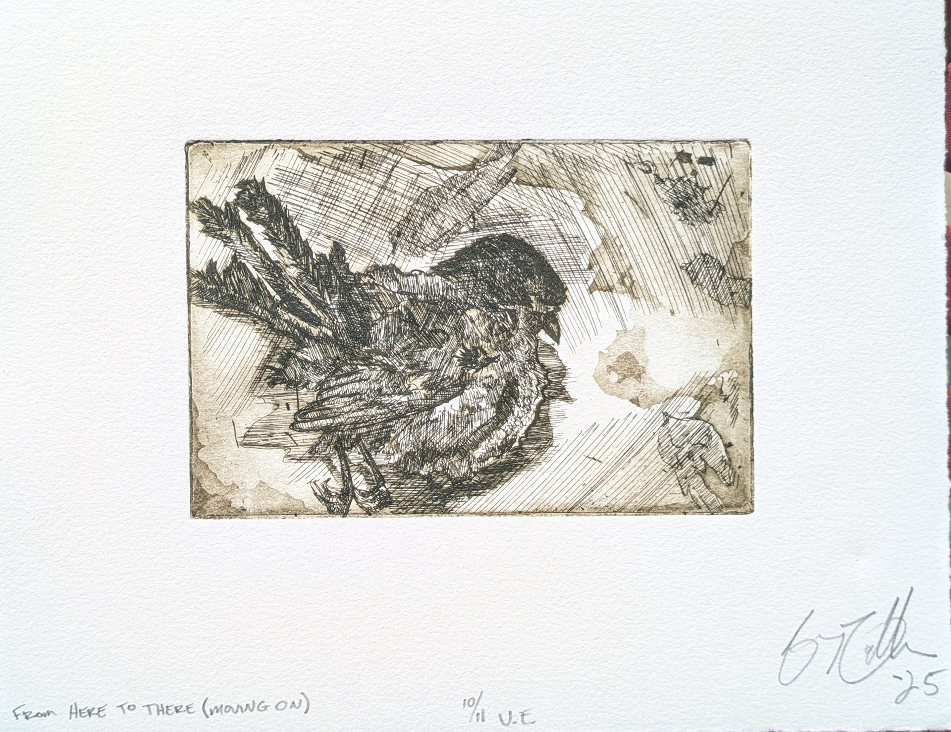 From Here to There (Moving On), 10/11 V.E., Intaglio Etching, 10'' x 8'', 2025