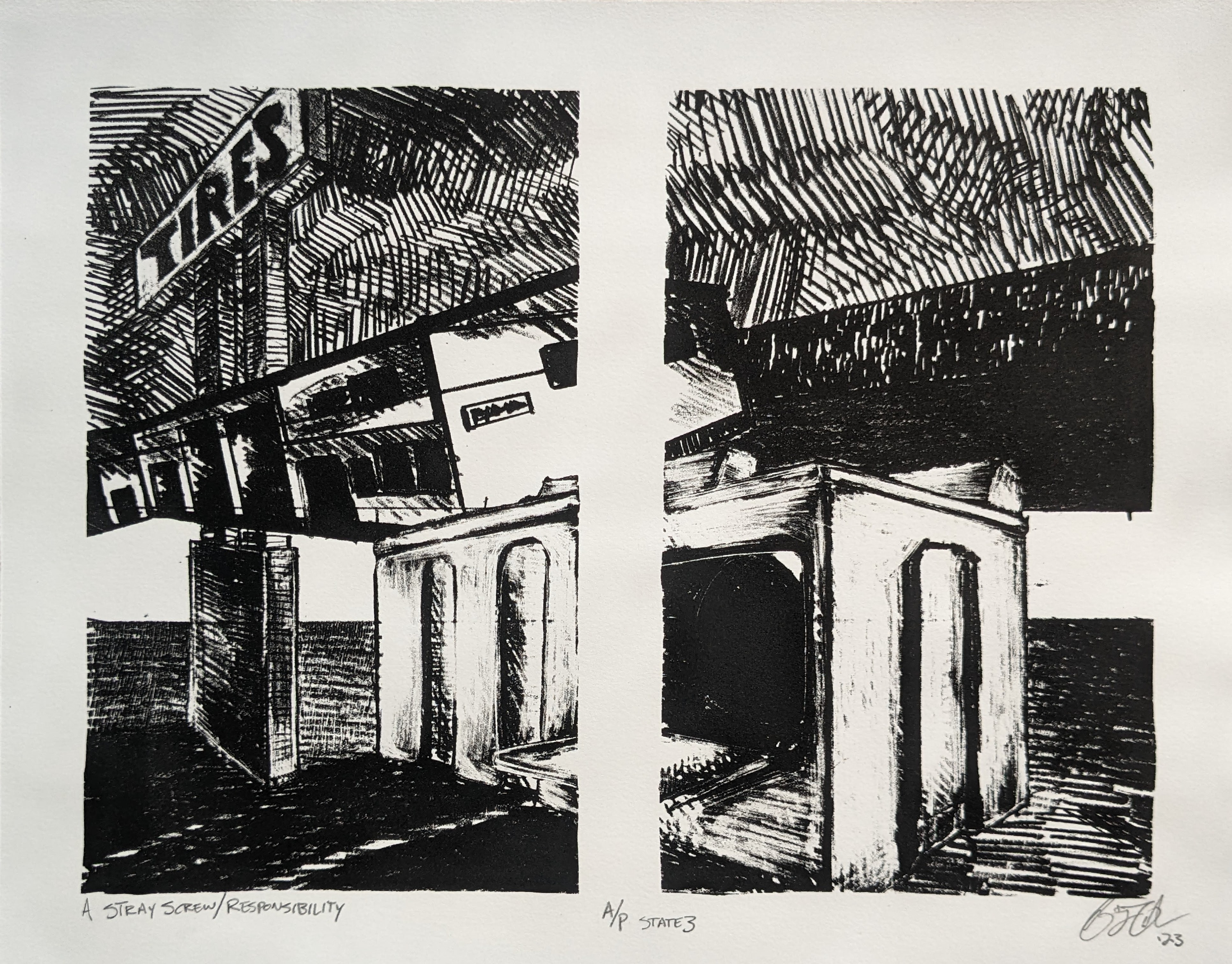 State 3, 14'' x 11'', Stone Lithography, 2023