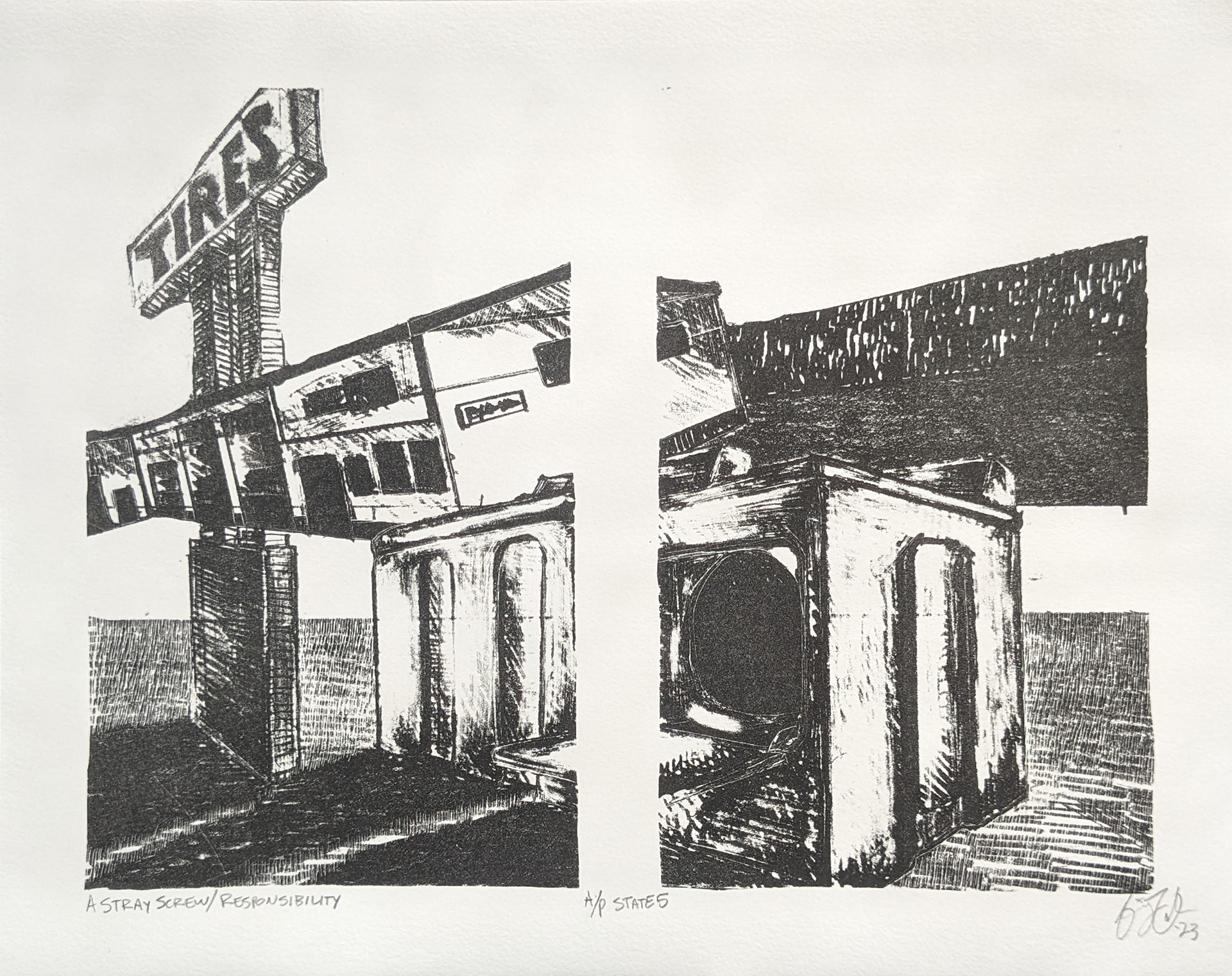 State 5, 14'' x 11'', Stone Lithography, 2023
