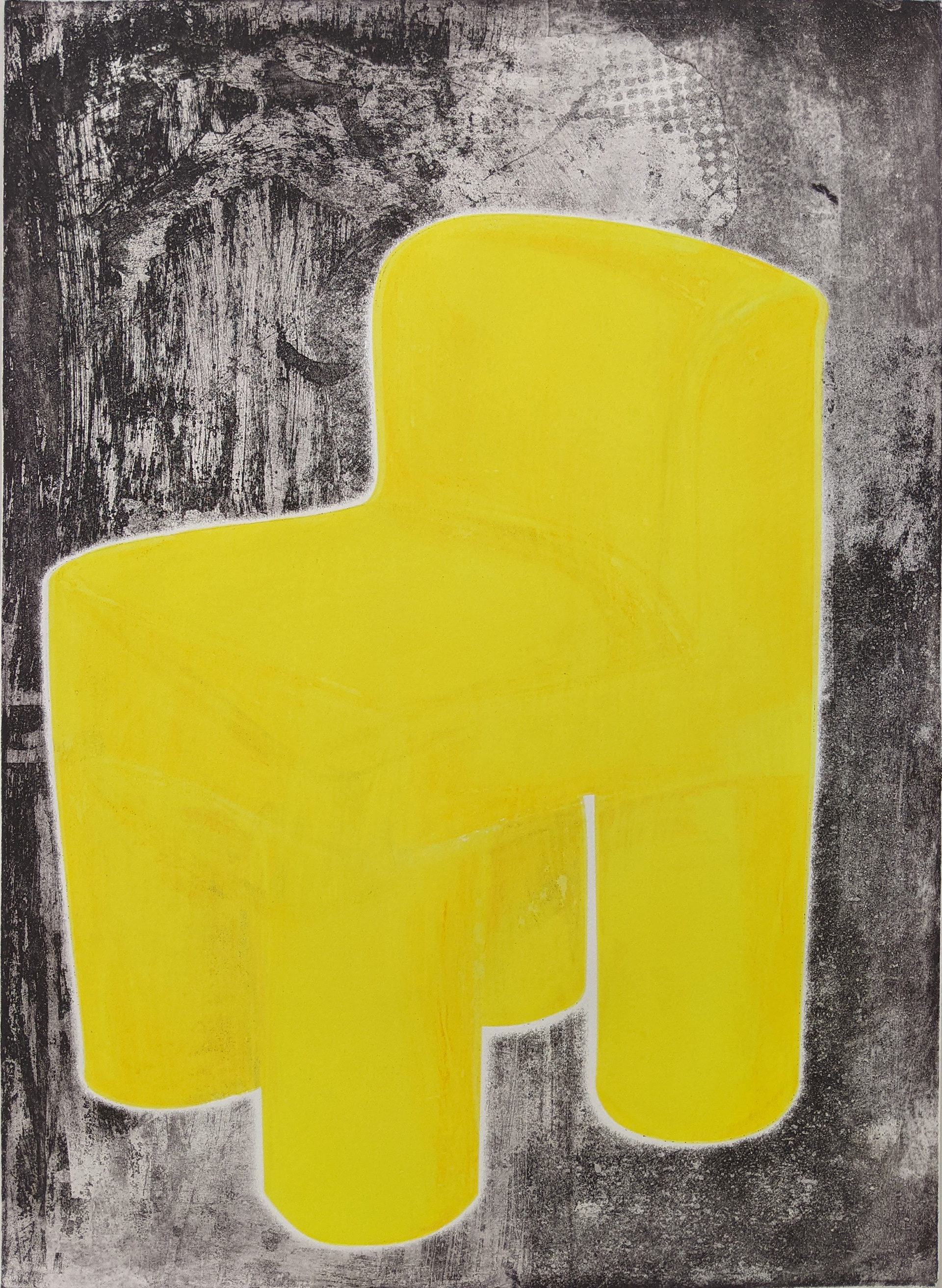 To Cast a Golden Glow, 18.5'' x 25.5'', etching with monotype screen printing, 2021