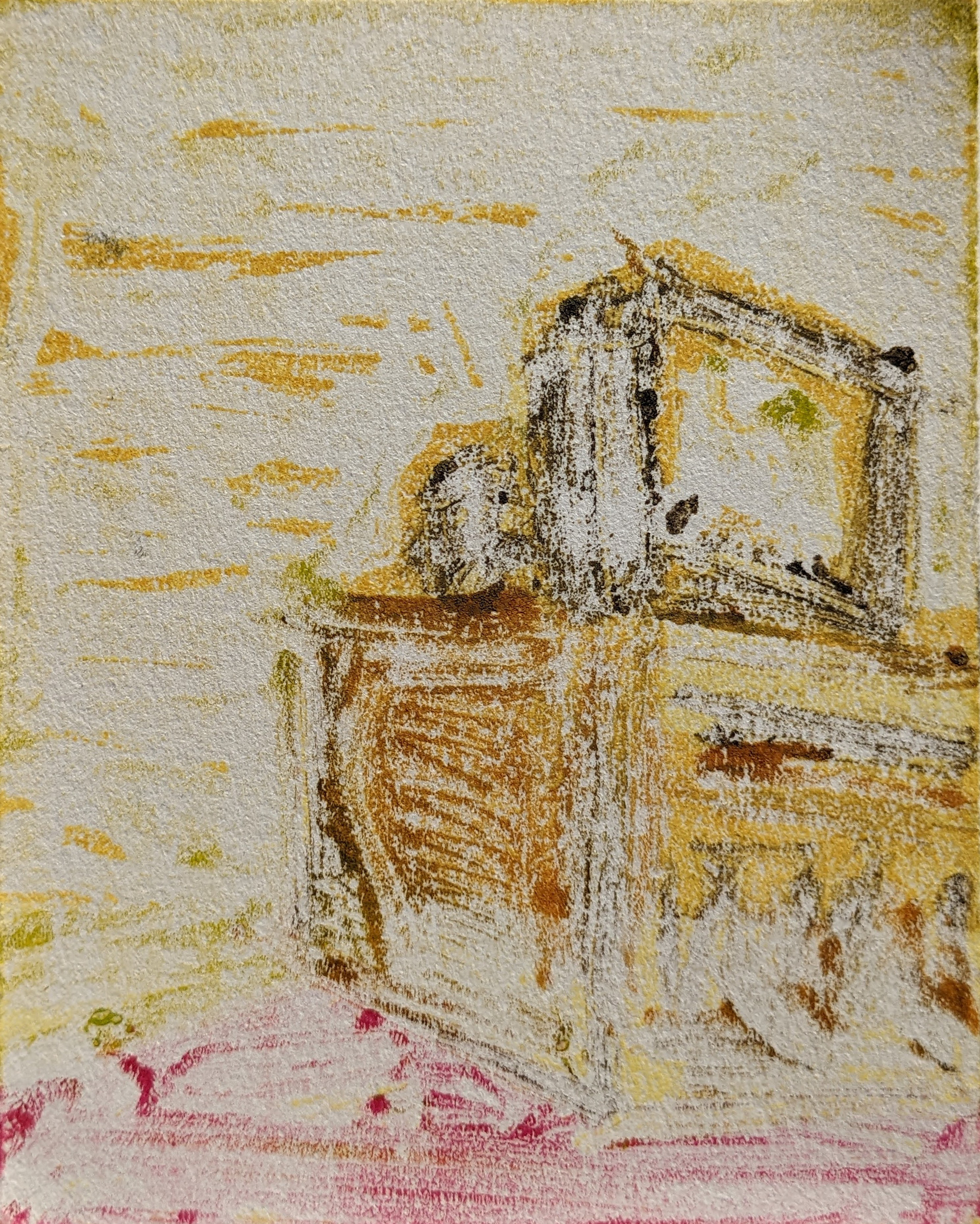 TV Stands (detail), 4" x 5", manual offset printmaking, 2022