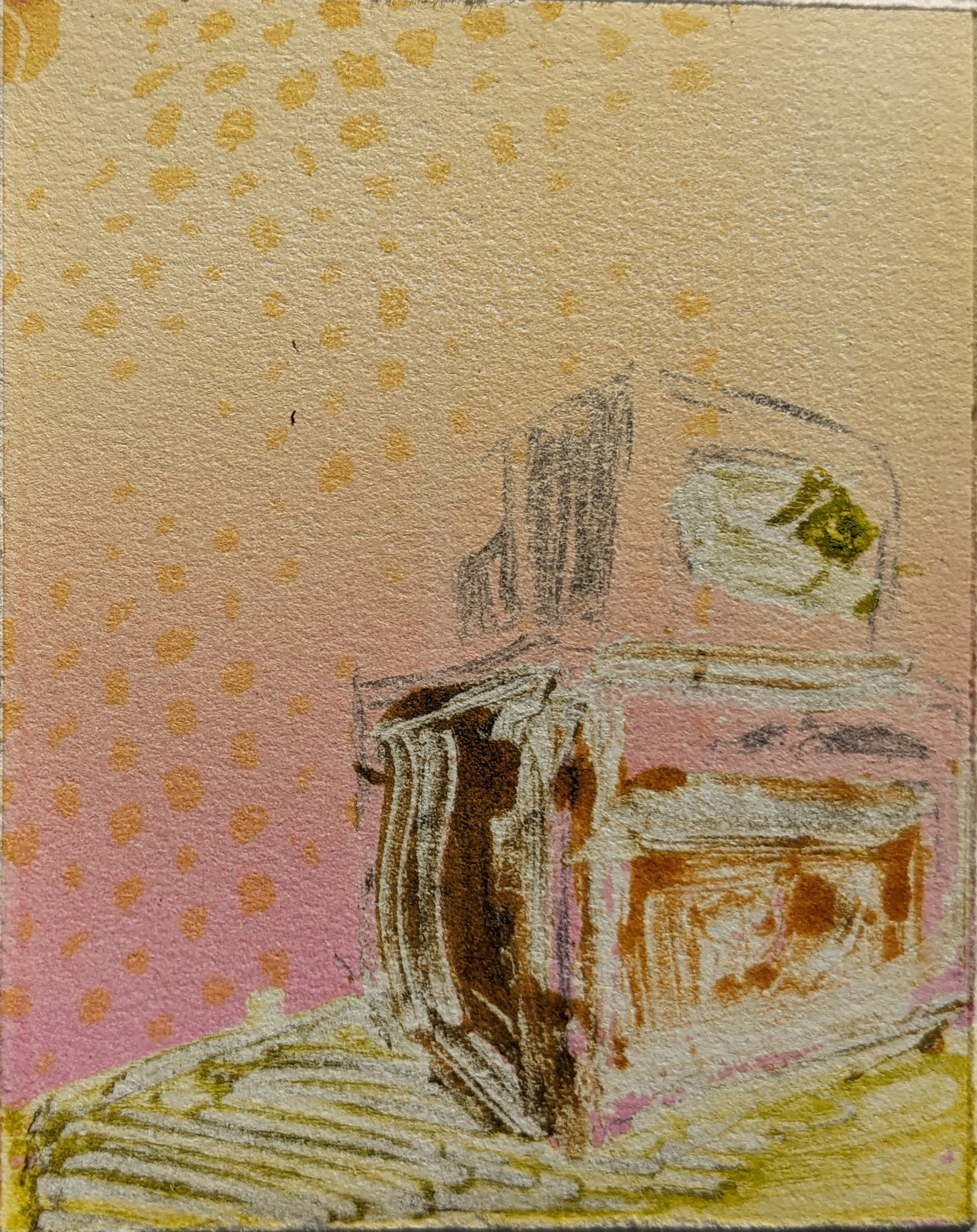 TV Stands (detail), 4" x 5", manual offset printmaking, 2022