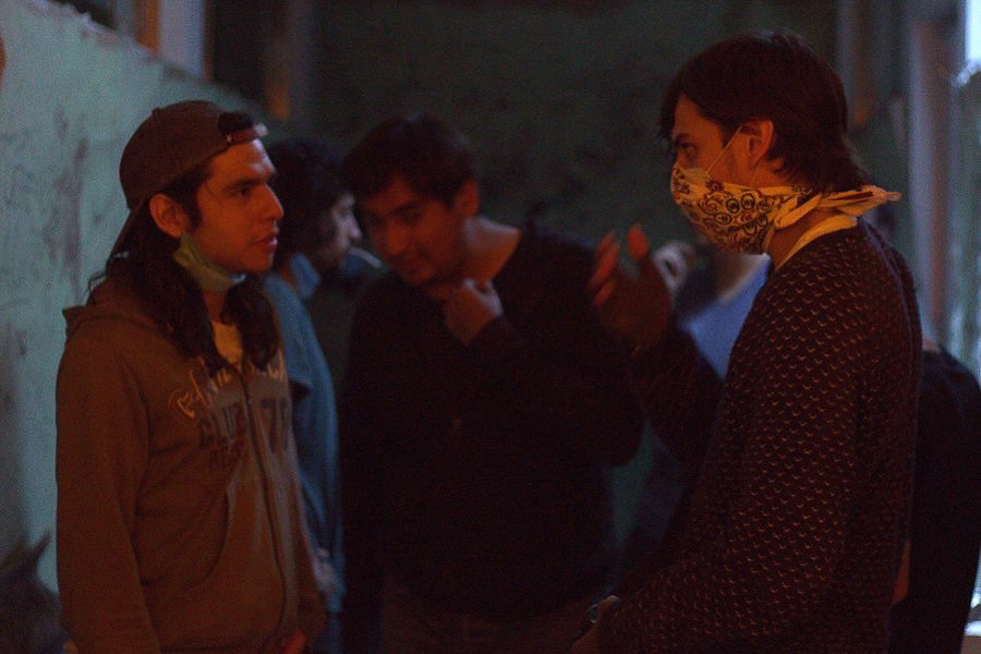 Andrés Estrada on the set of a film with mexican director.