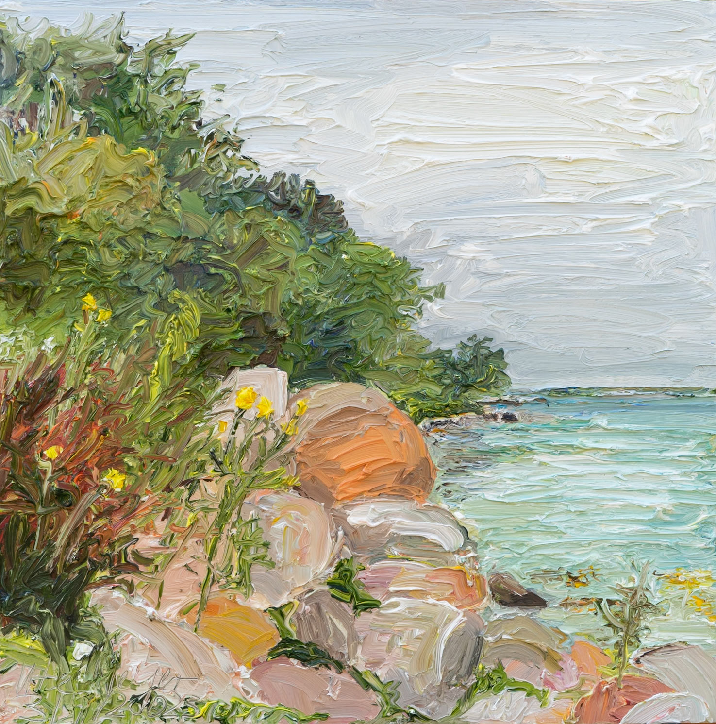 Balticsea/ Elmelund / Ærø 9/9/2023 oil on wood 40x40x2 cm