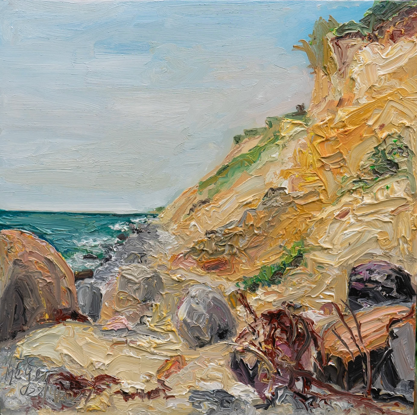 Baltic Sea/ Tranderup / Ærø 28/4/2024 oil on wood 40x40x2 cm
