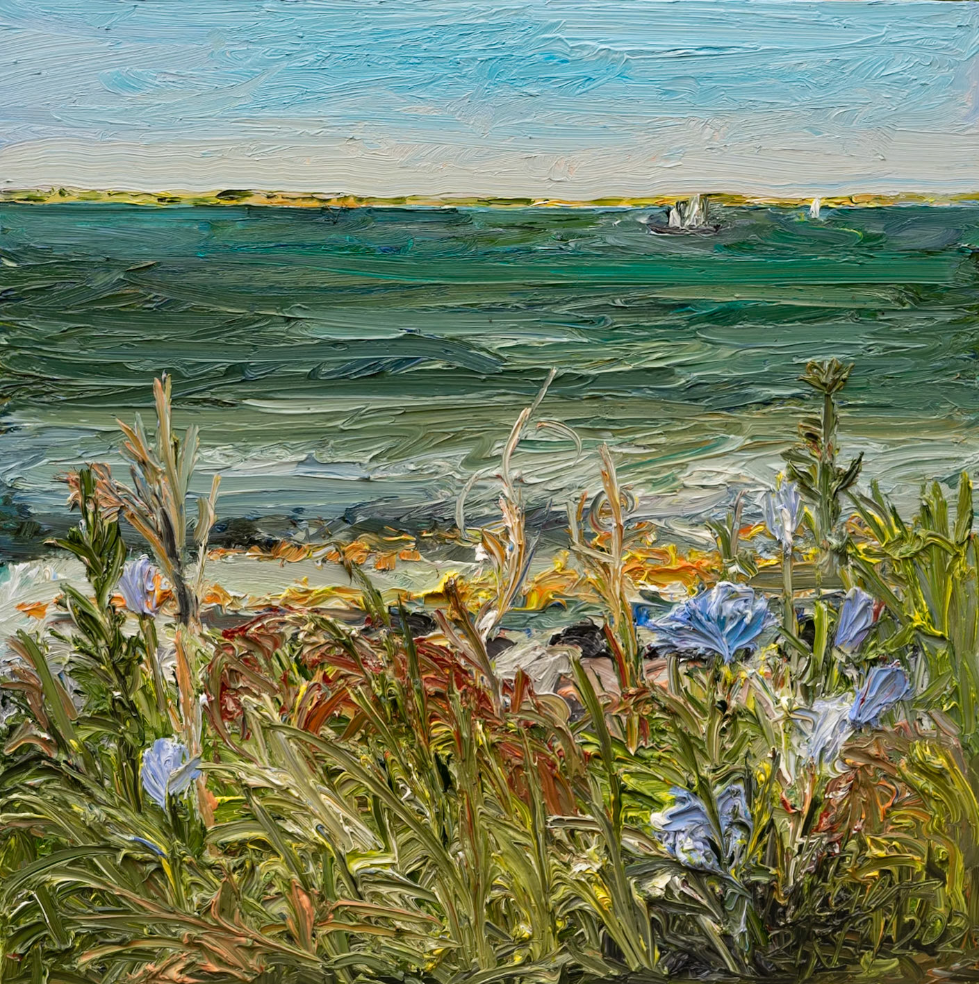 Balticsea/ Sct. Albert / Ærø 2/9/2023 oil on wood 40x40x2 cm