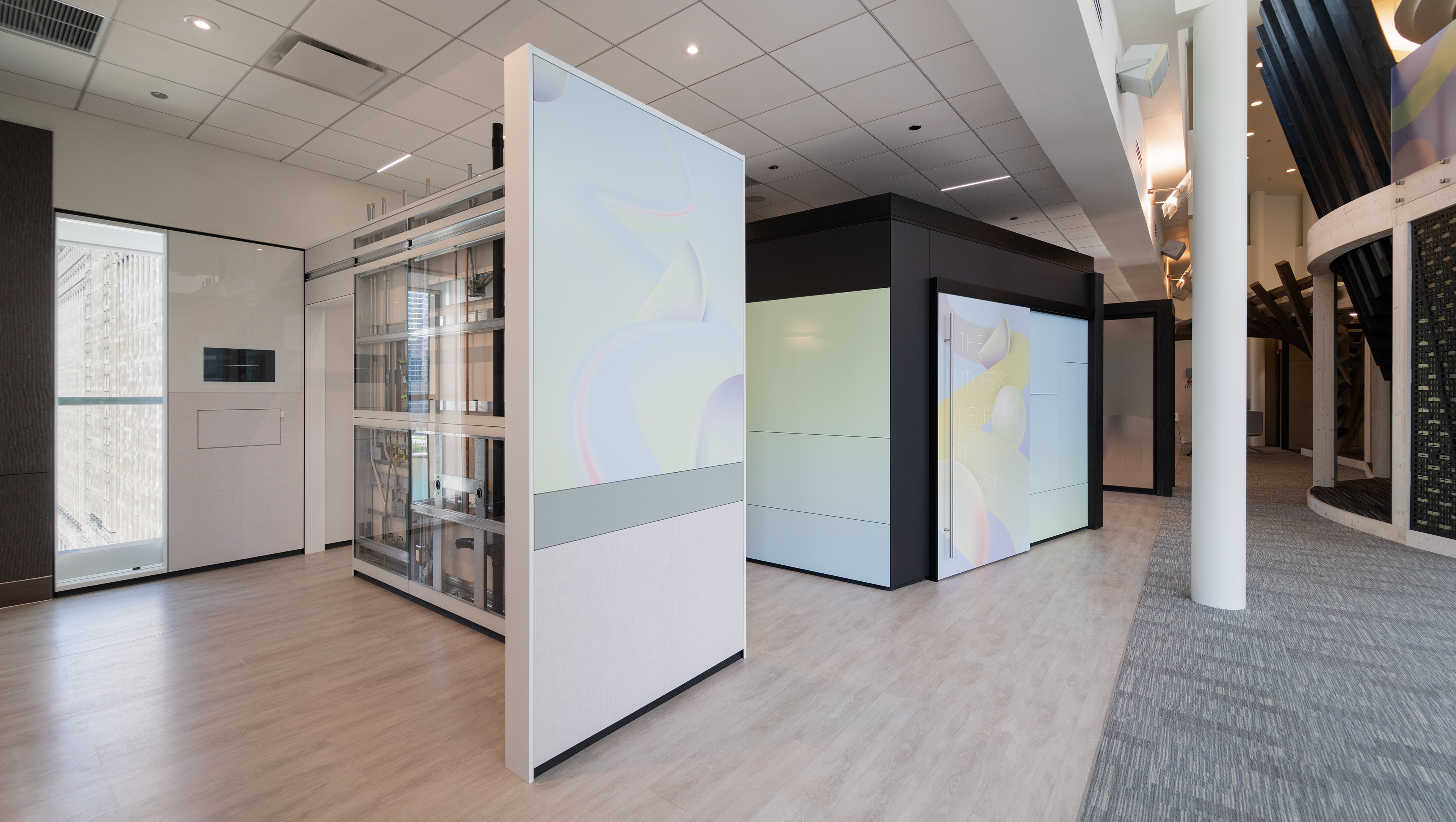 Pastel event branding to portray a friendly futuristic feeling.