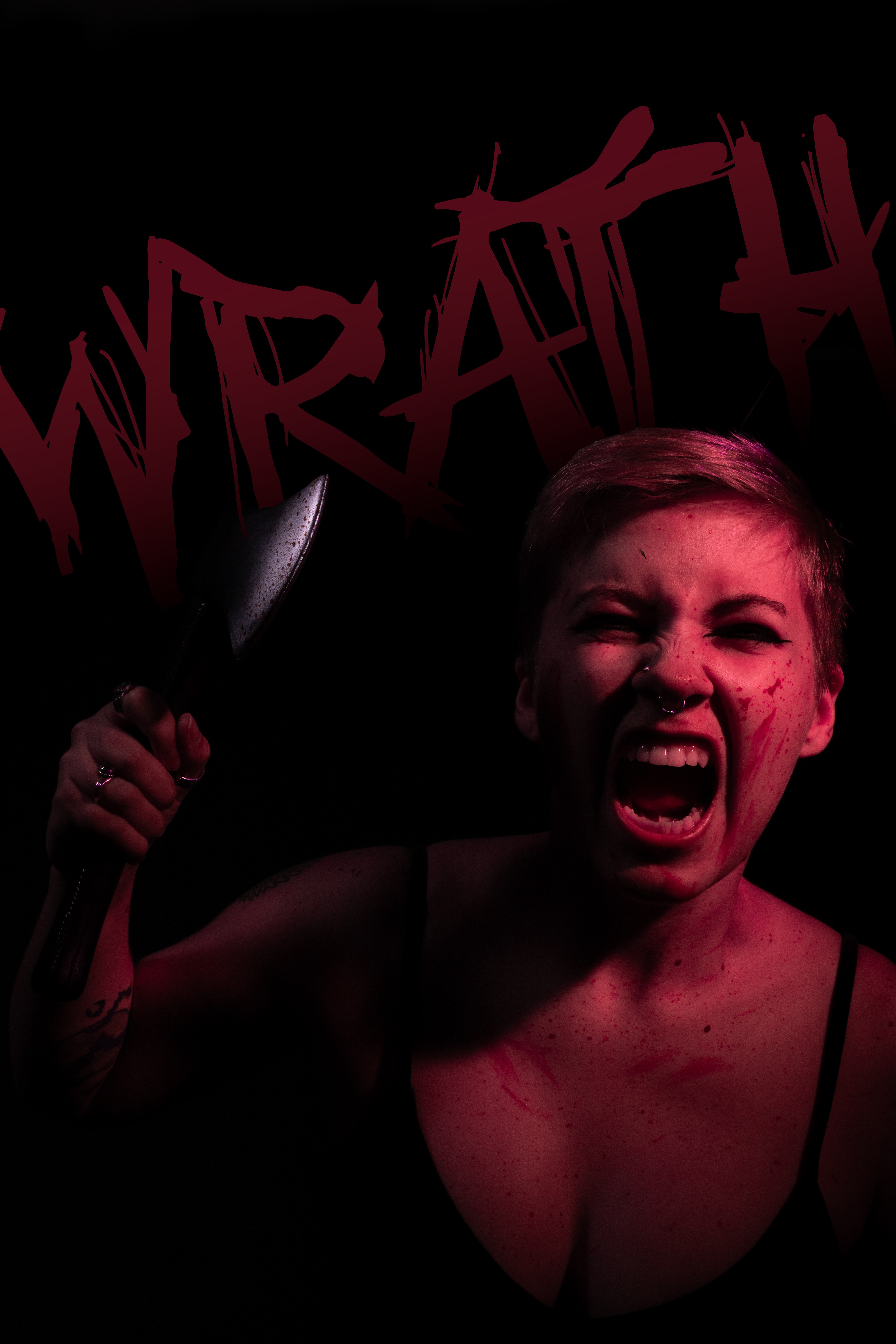 For this project we were asked to tell a story over multiple images. I chose to photograph some of the Deadly Sins: Sloth, Lust, Wrath, and Gluttony. Overlapping my design background with adding type to the images.