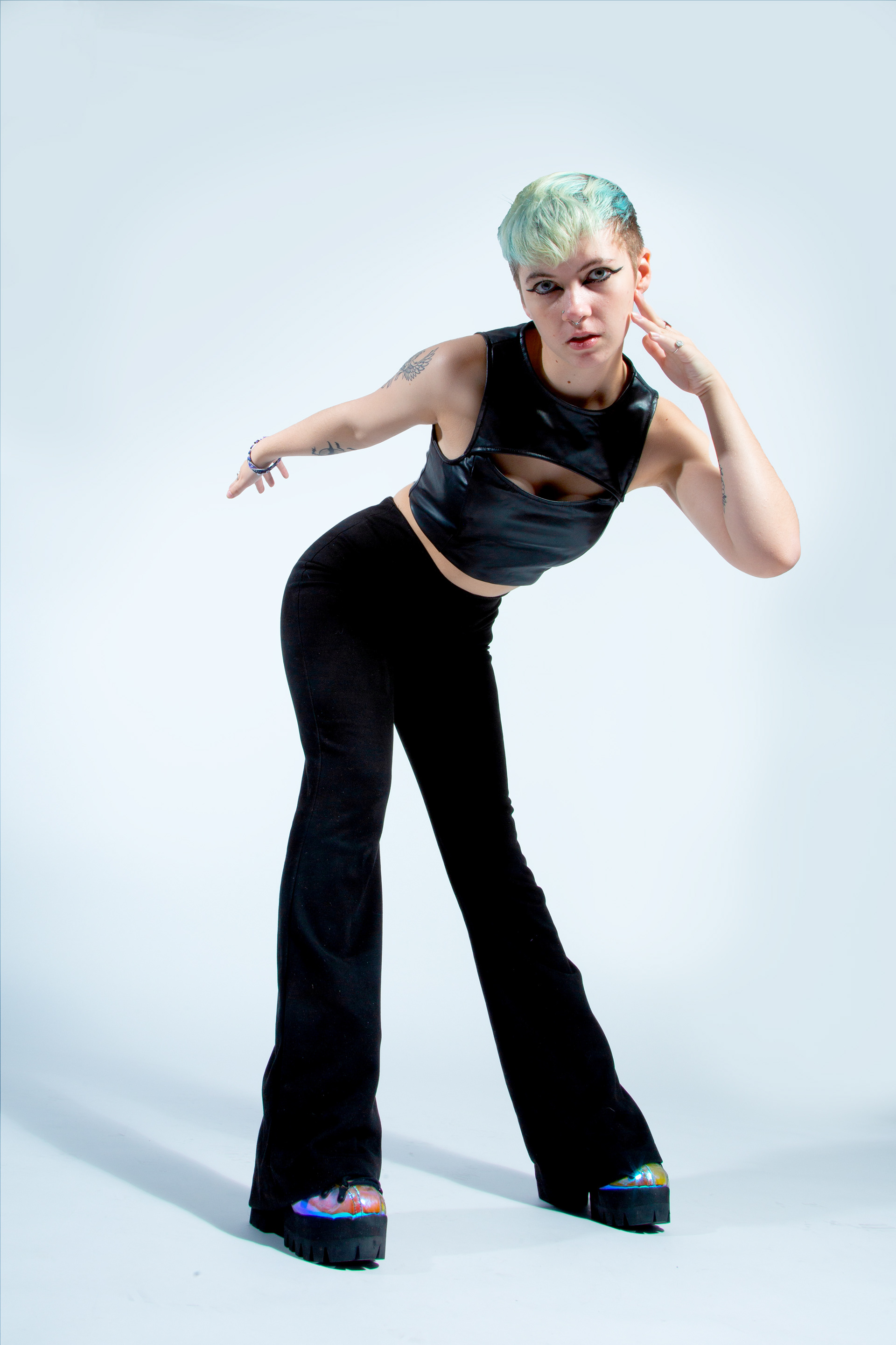 Final project- photograph anything you want. I chose to push myself with a model doing a very fashion-forward shoot, taking inspiration from over-saturated, over-exposed shoots that are popular today.