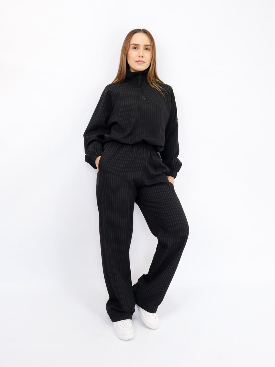 PANTALÓN ALO PINSTRIPE - $295 - unitalla, tela poliéster Boston, bolsas a los lados, etiqueta bordada