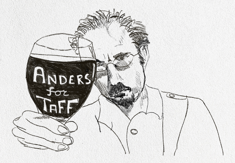 Anders for TAFF, interior illo for The Nowhere Fan 6 (Christina Lake), 2022