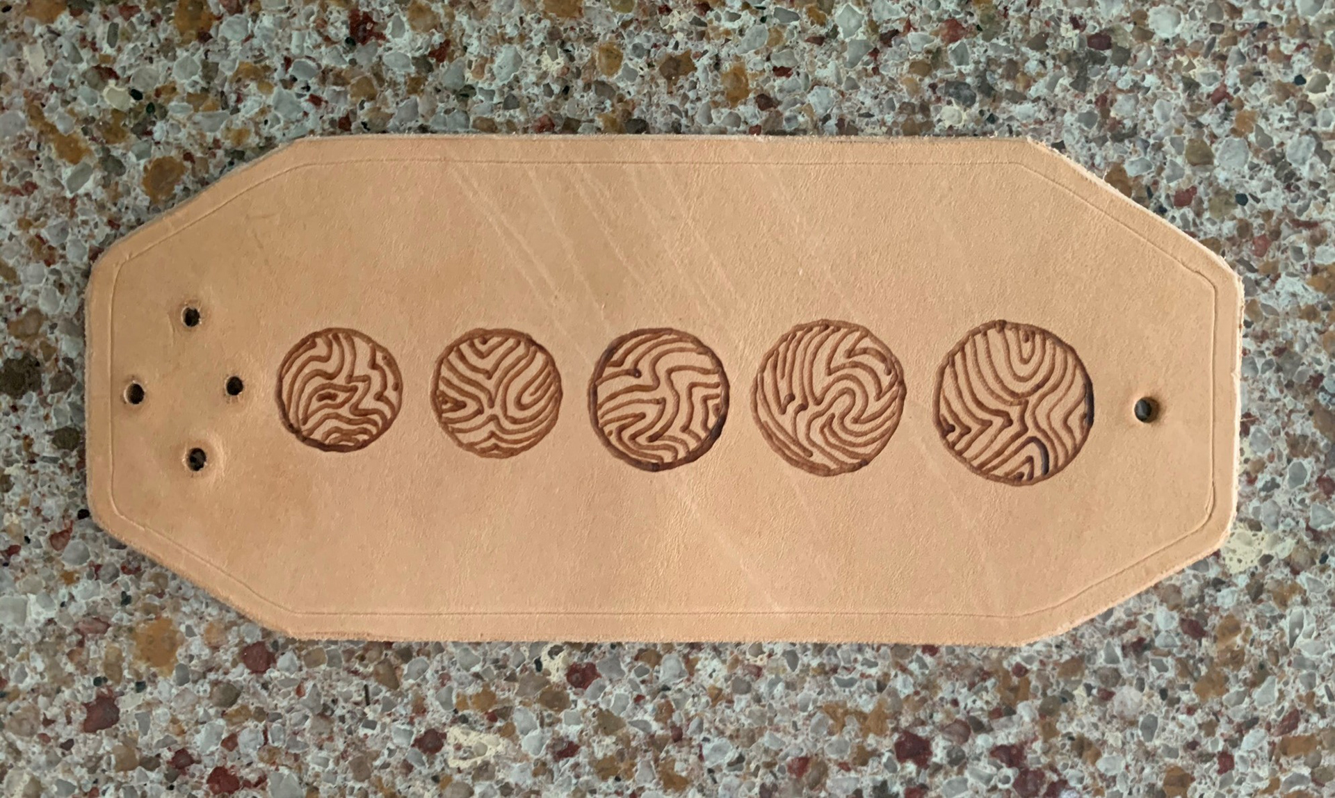 Pyrography on Veg. Tanned Leather pre-stained