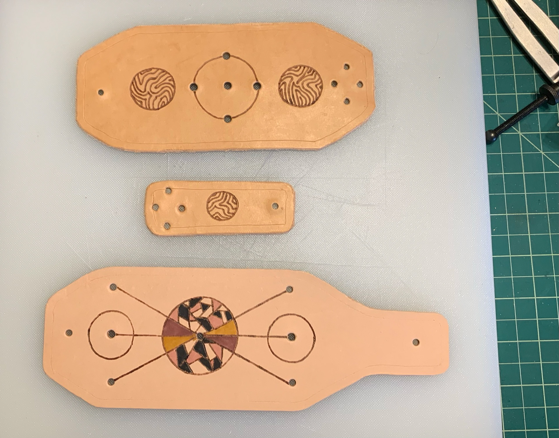 Pyrography on Veg. Tanned Leather pre-stained