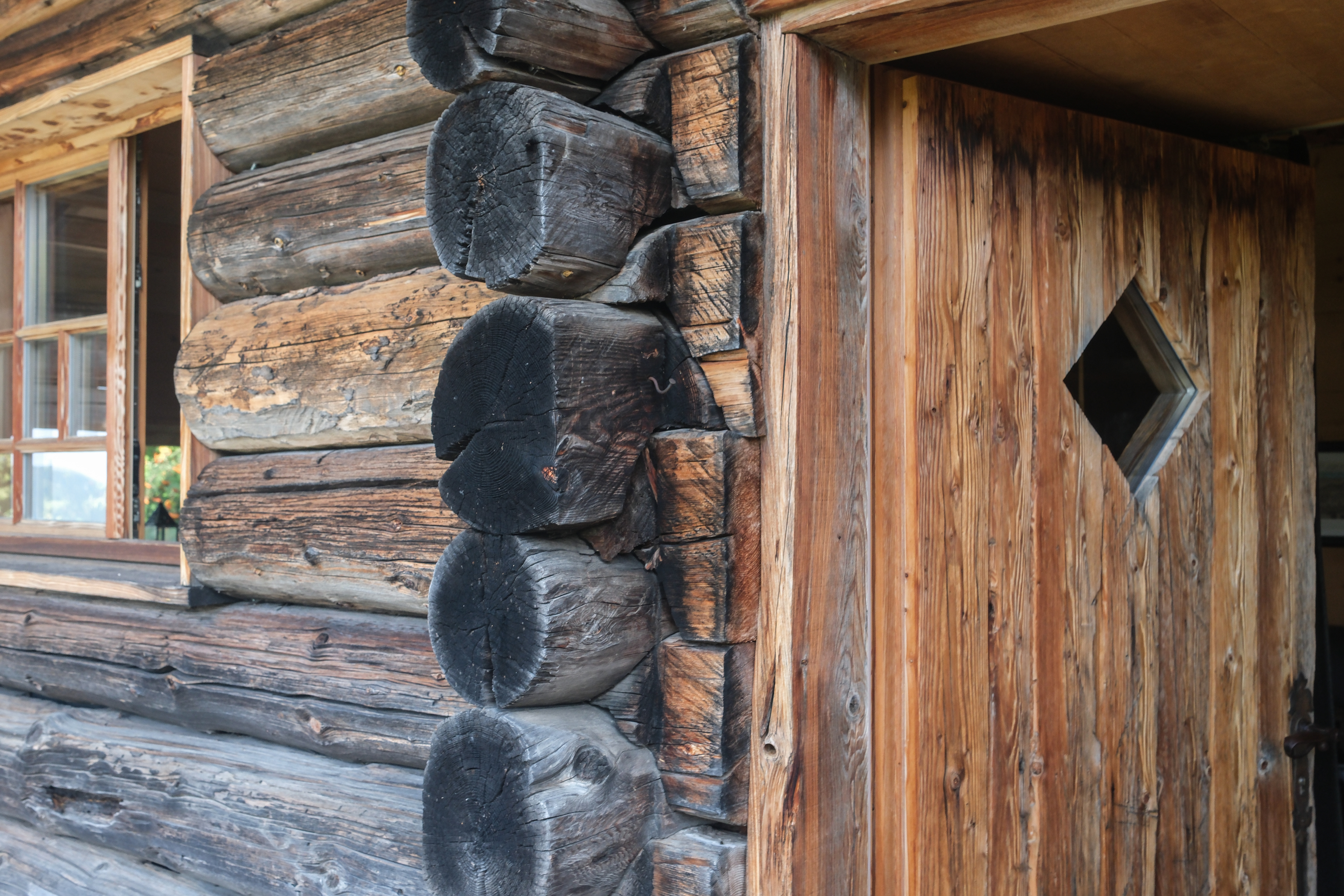 wooden hut from the zirmerhof hotel beautiful details of the door