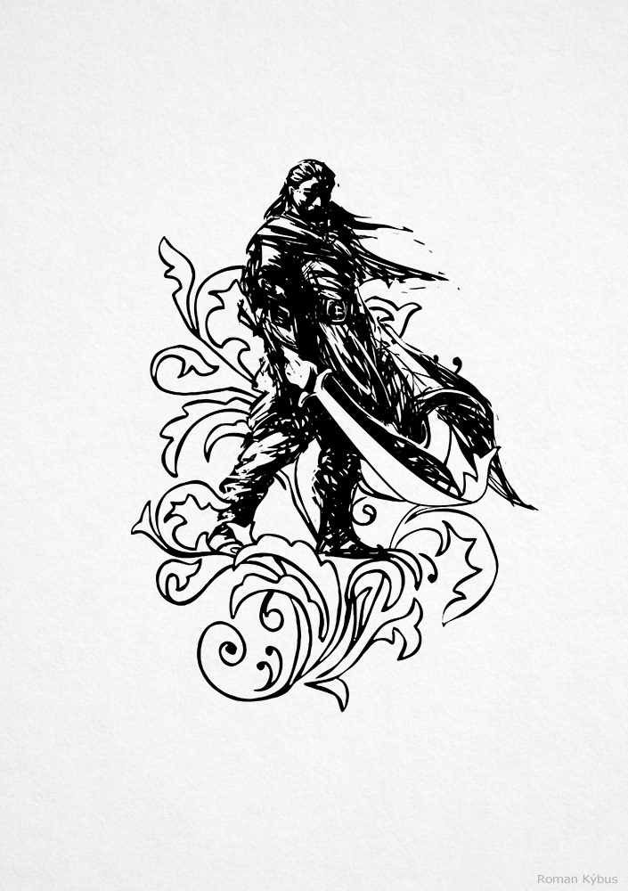 Z. Holub - Zpívající meč / book illustration