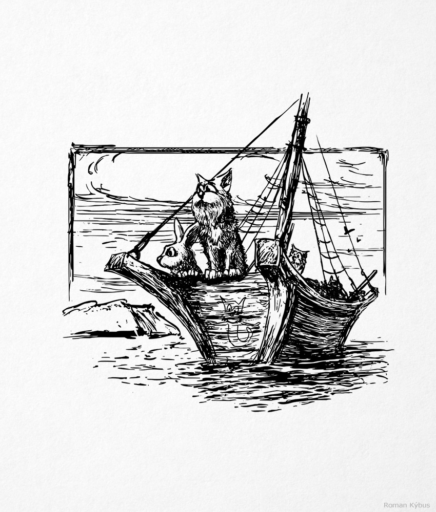 Z. Holub - Kostičkova dobrodružství v Kočkomoří / book illustration