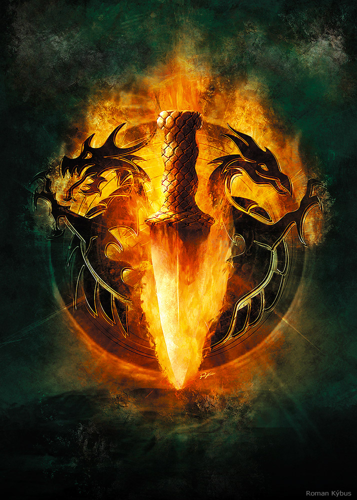 Z. Holub - Dračí zub / painting on book cover