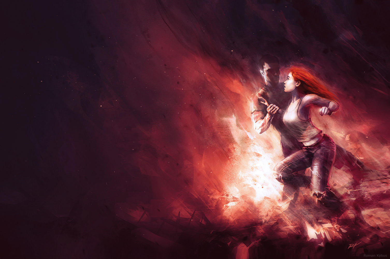 M. Crow - Element ohně / painting on book cover