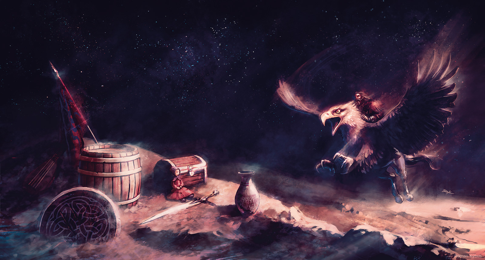 Žoldnéři fantazie - odvrácená strana světa (sborník) / painting on book cover