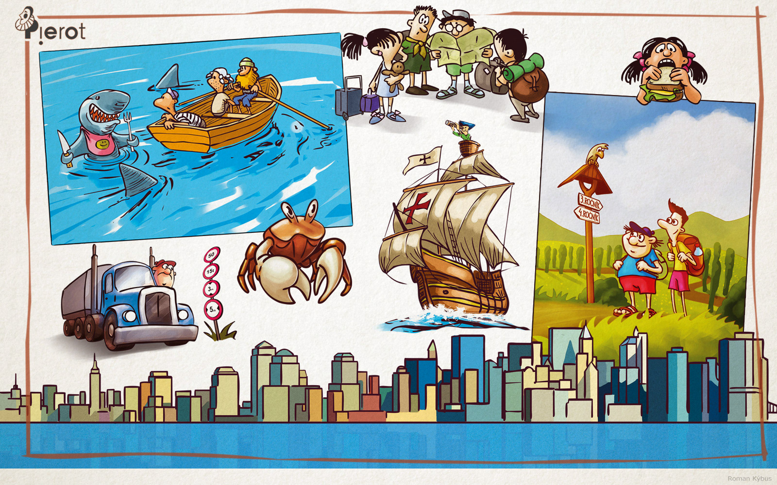 Pierot - Hurá na prázdniny, opakování 4. ročníku / textbook illustrations