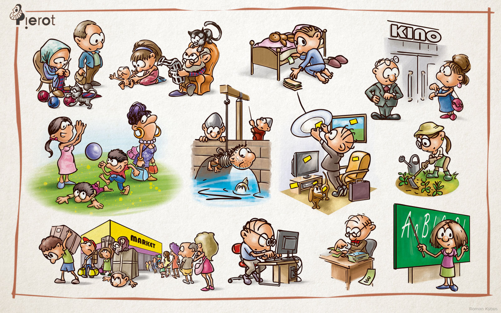 Pierot - Naučme se hospodařit - Finanční gramotnost pro 1. stupeň ZŠ / textbook illustrations