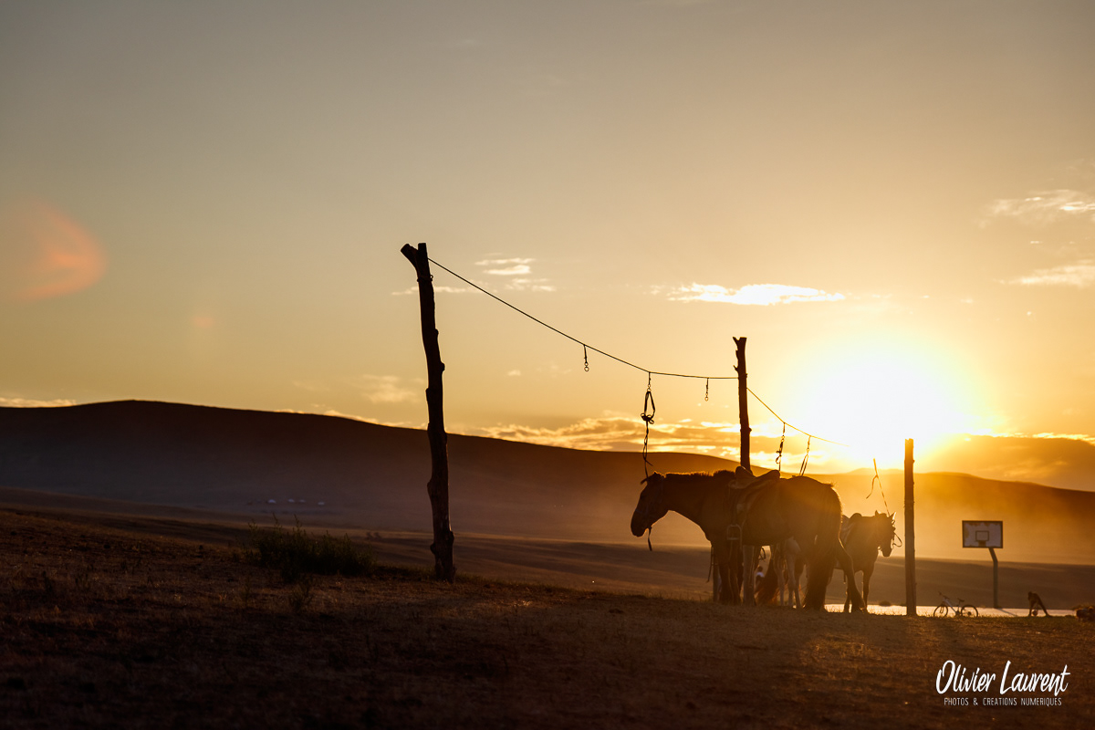 Coucher de soleil en Mongolie