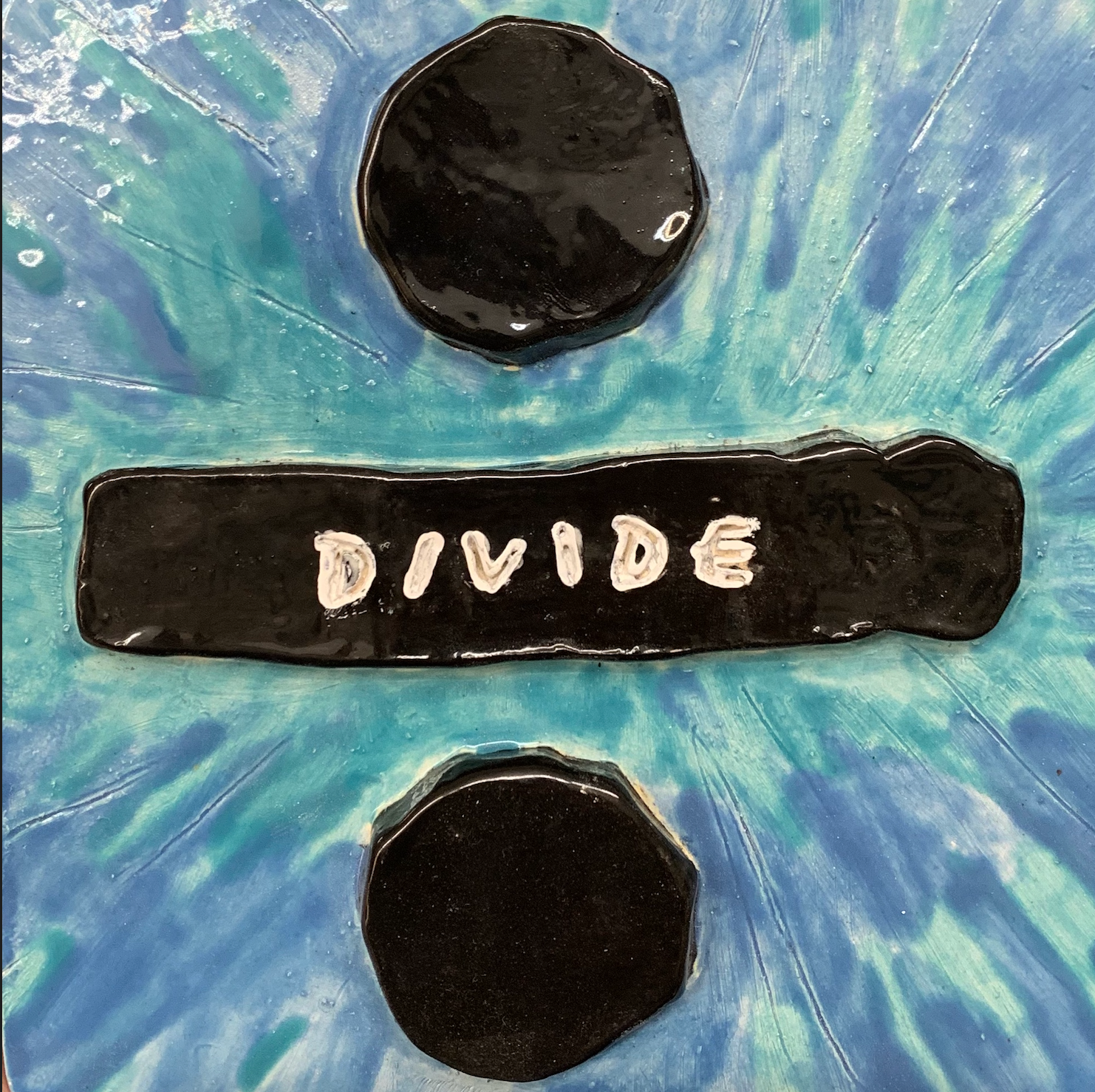 Slab Built Album Artwork fired to Cone 06 with underglaze