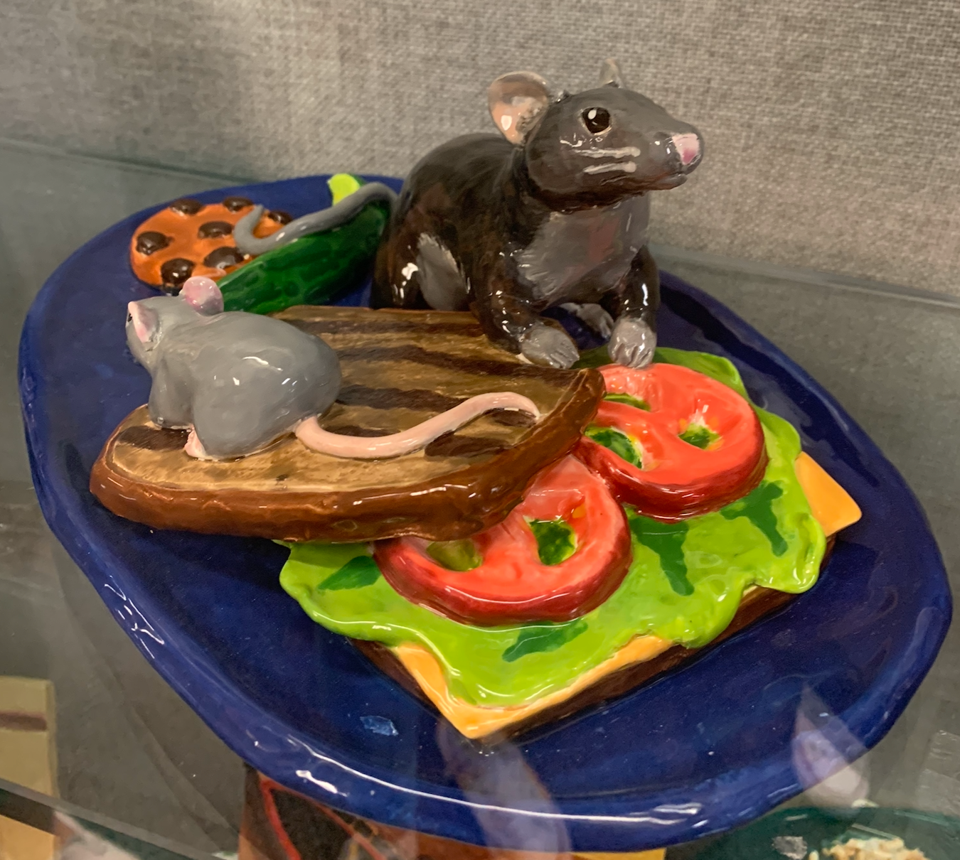 Slump Mold Plate with Hollow Sculpted Food Glazed to Cone 6