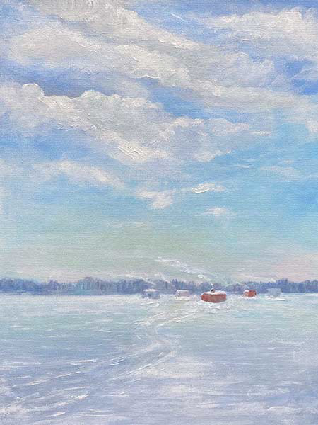 16"x20", Ice Fishing Winter's Cold, Available
