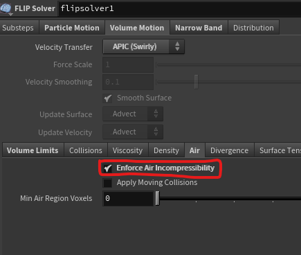 4. Flip Solver's Air Incompressibility setting