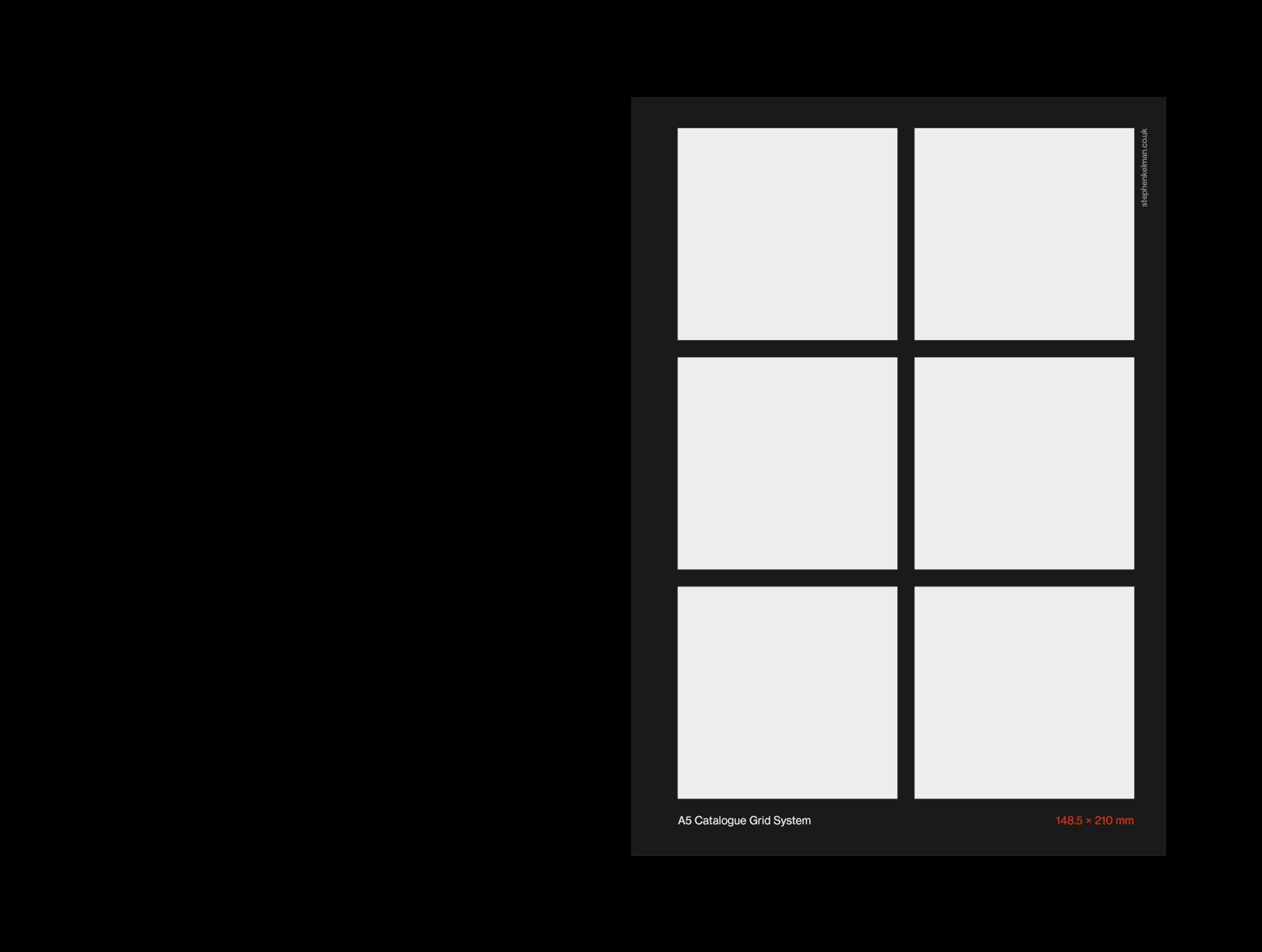 Example cover designs for an A5 catalogue grid system and template for InDesign