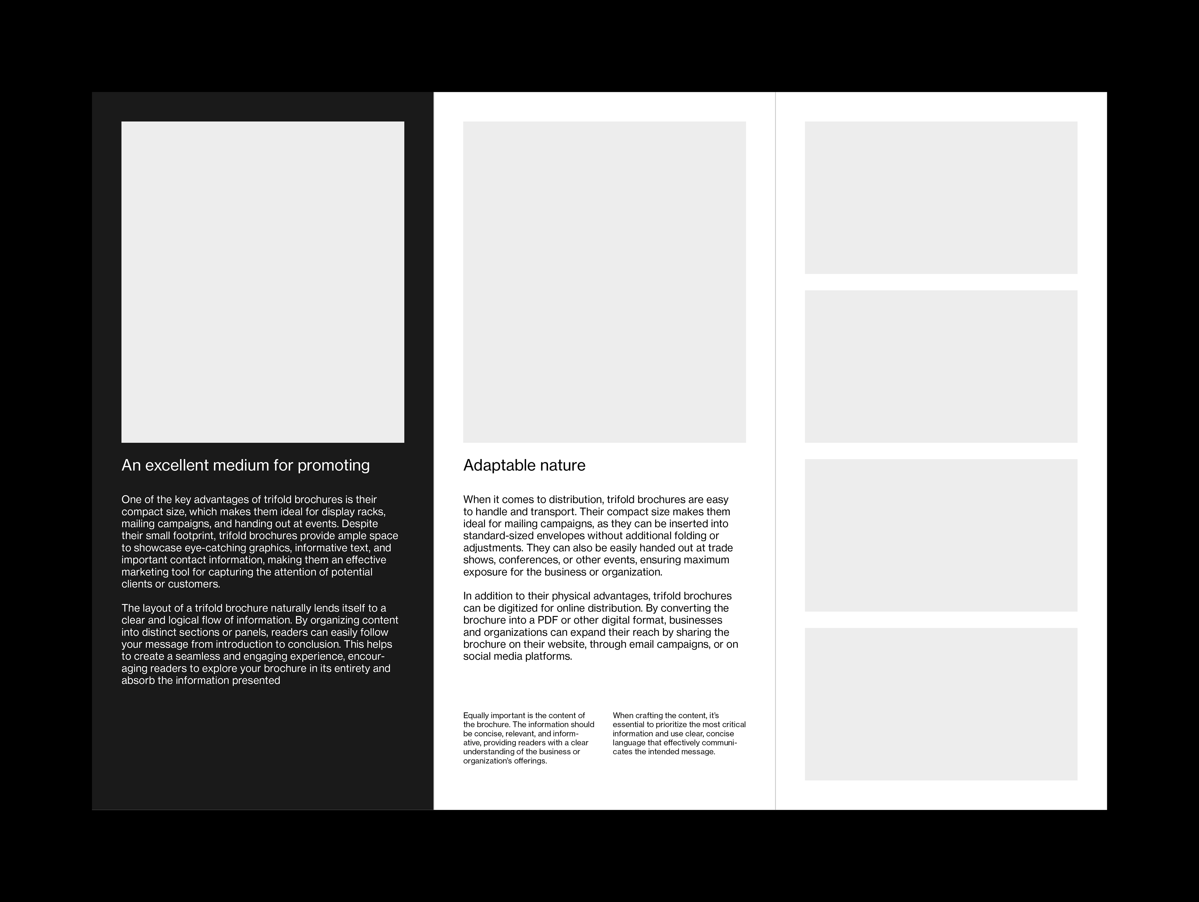 Inside spread layout for trifold brochure template