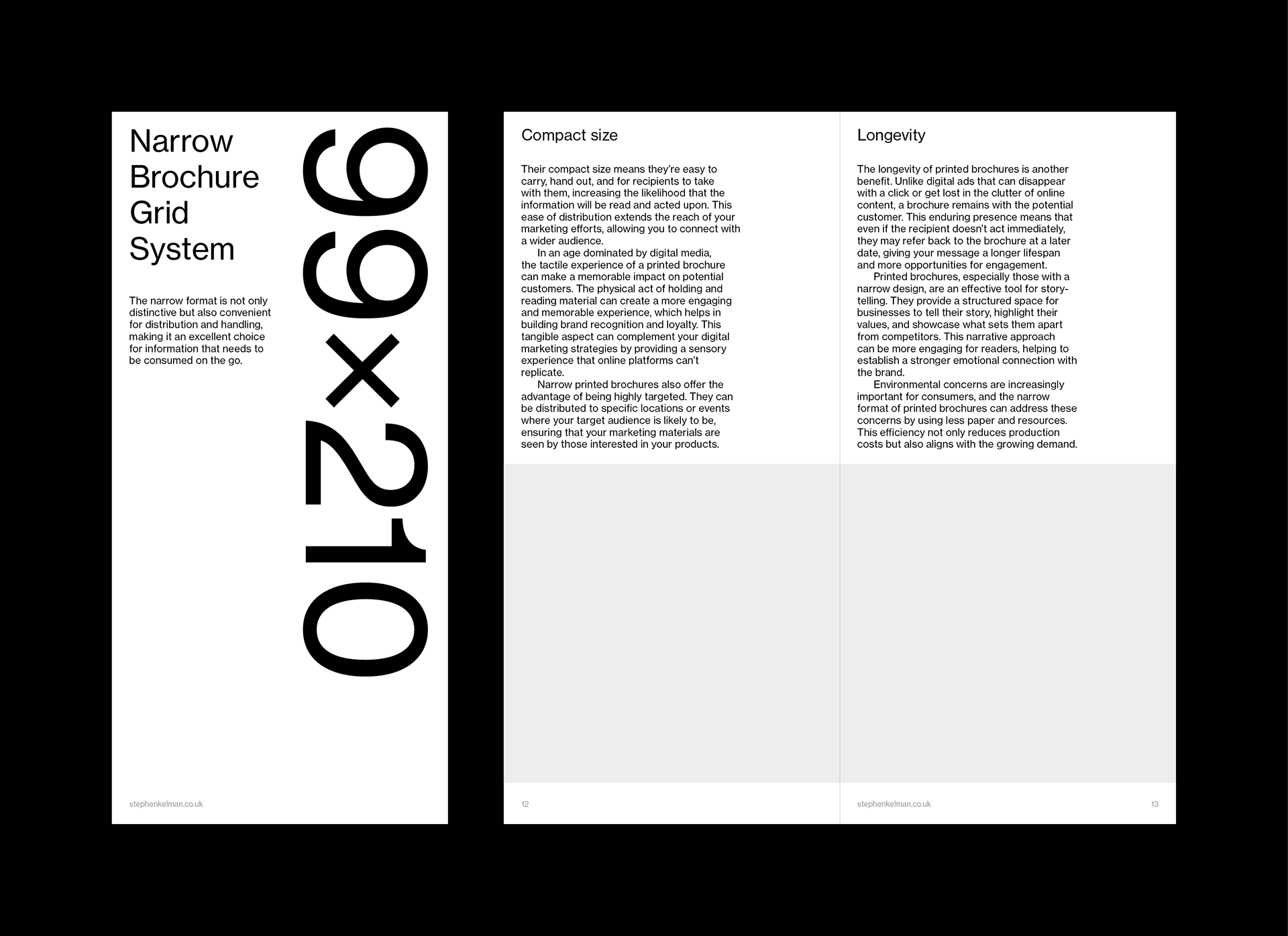 Cover and spread design for a narrow format grid system template