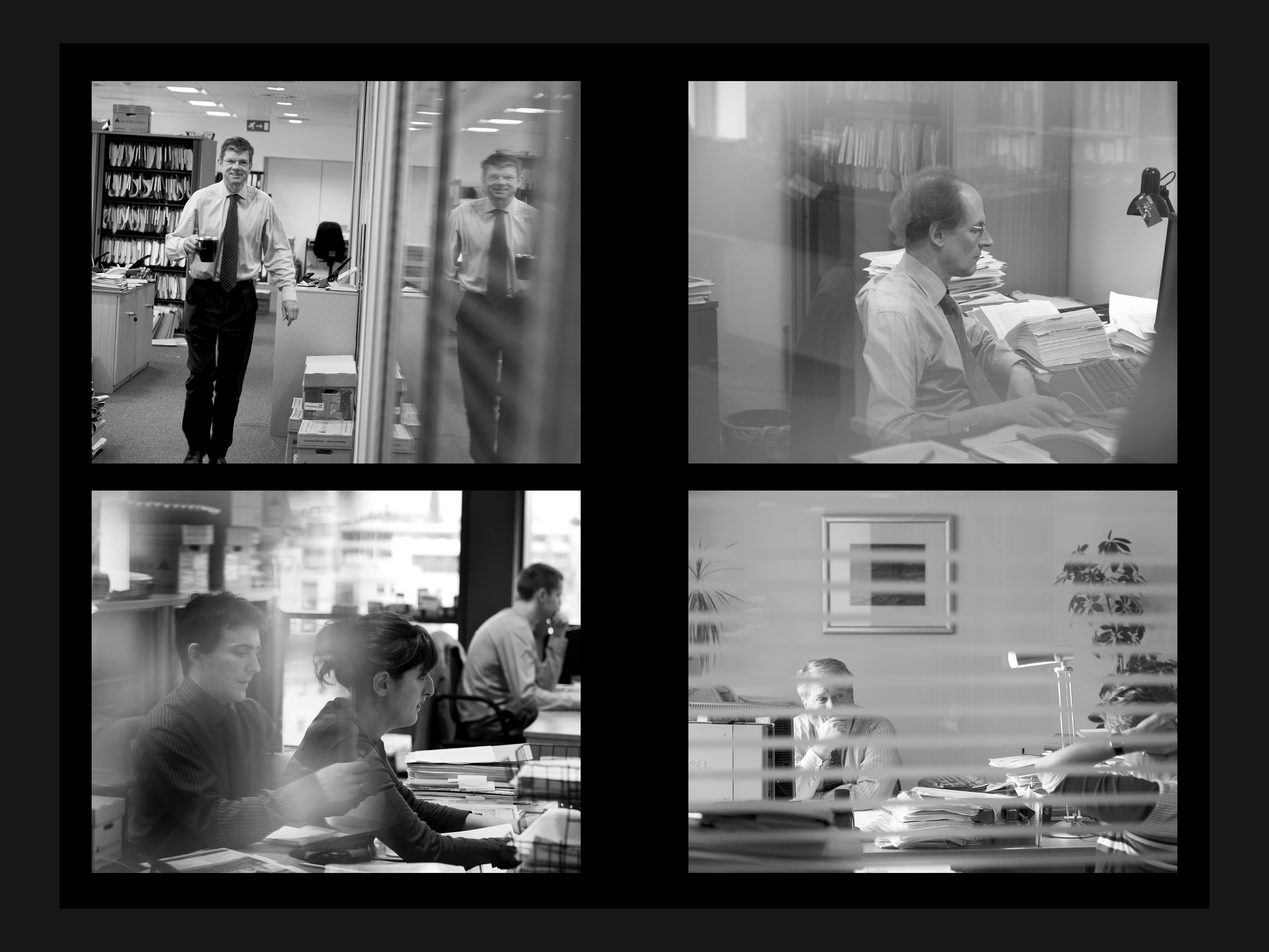 Brochure spread of editorial lawyer images