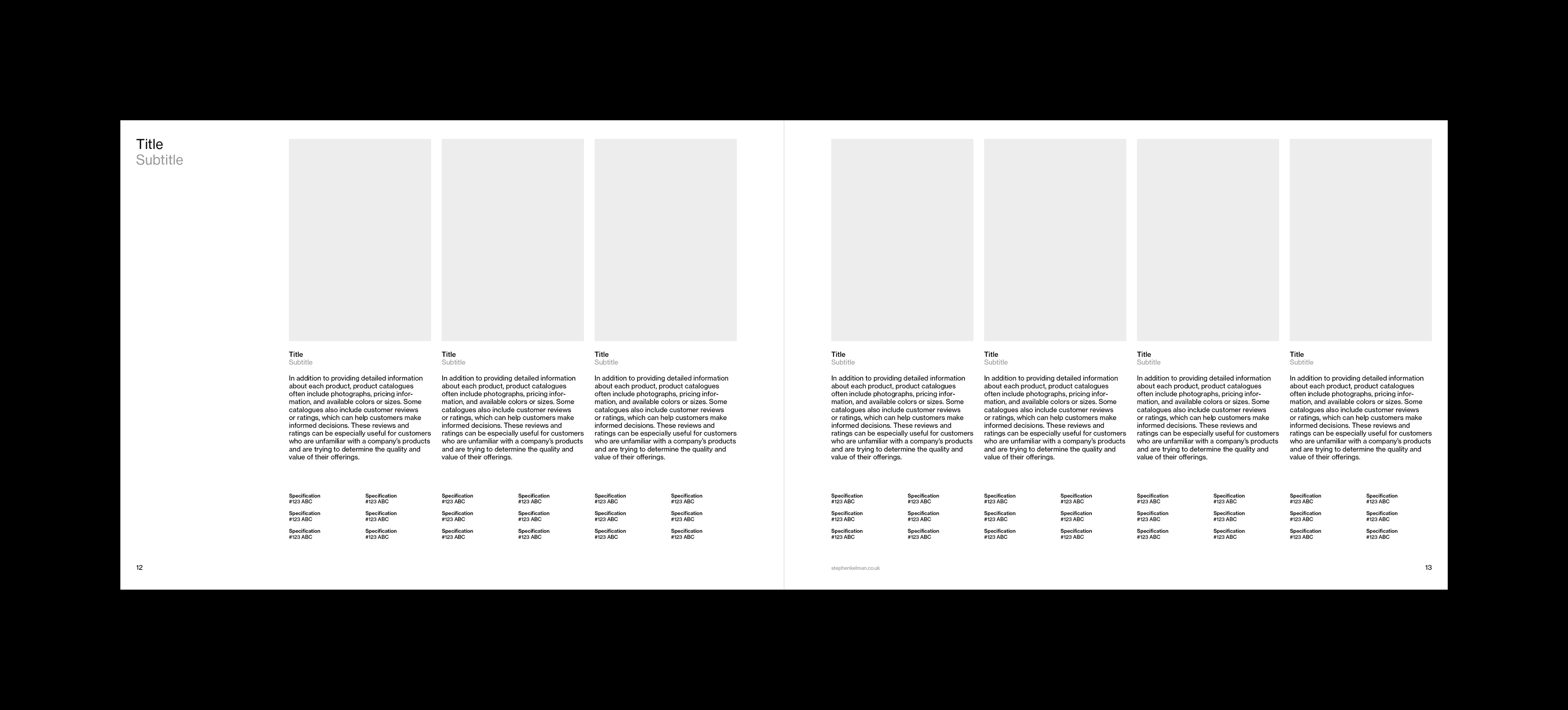 Stephen Kelman - A4 Catalogue Grid System for InDesign | Landscape