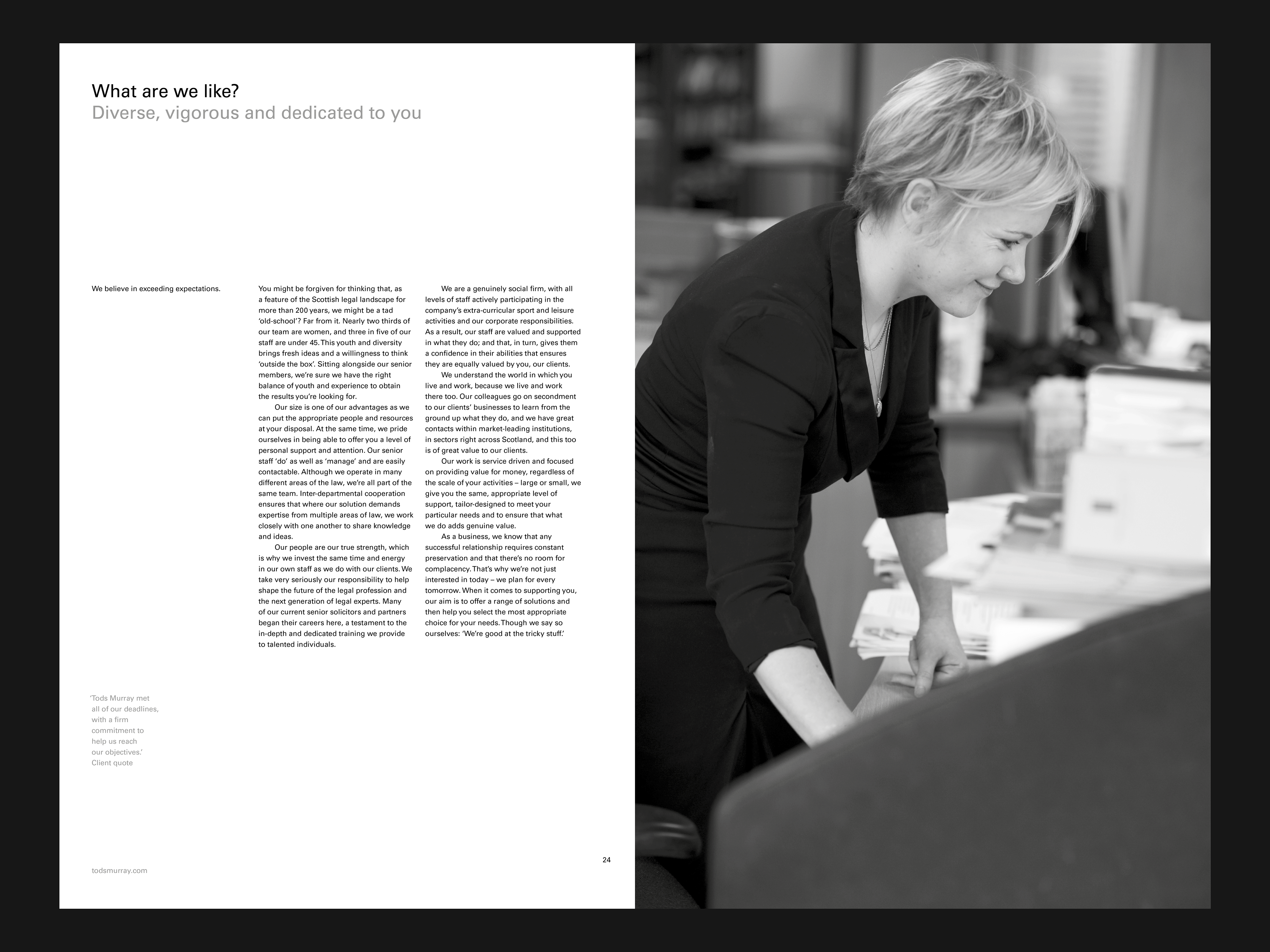 Female lawyer working – brochure spread
