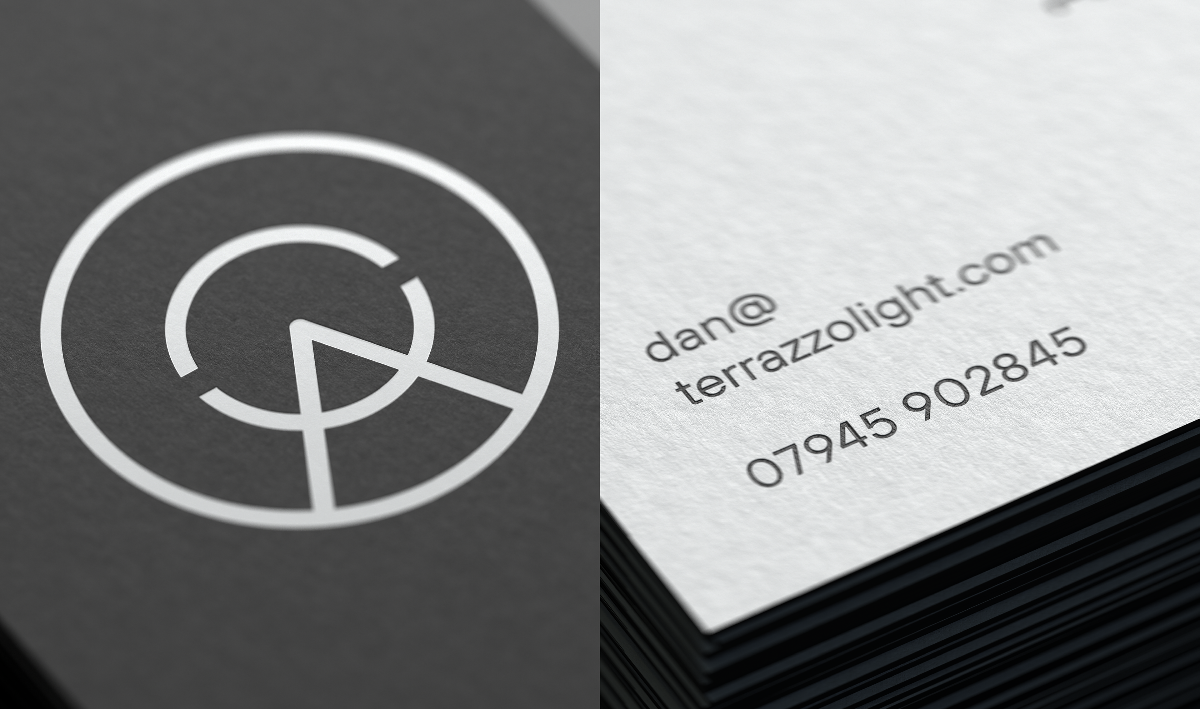 Close-up of Andreozzi Wright business cards