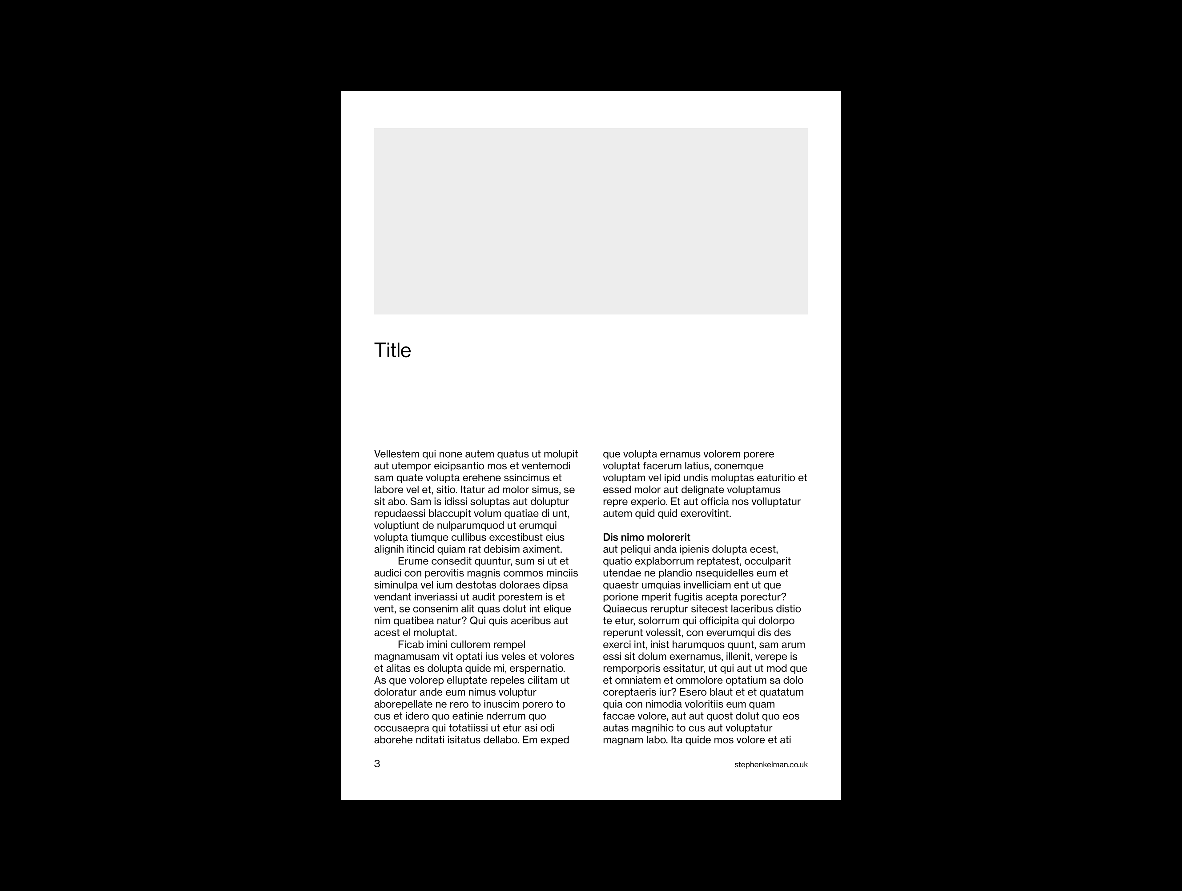 Simple page design for an eBook template. This design features two columns and a modular, grid based layout