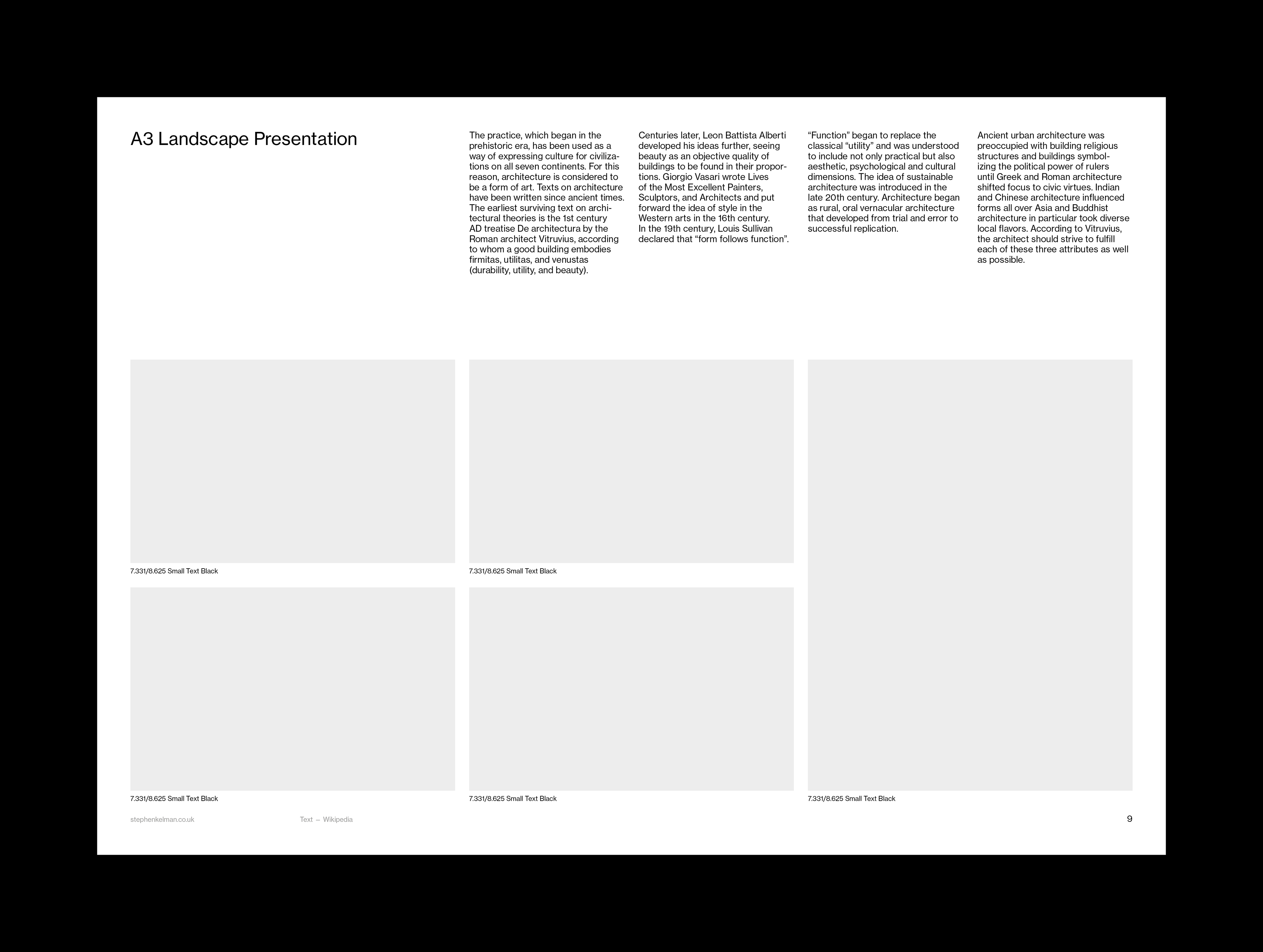 Stephen Kelman - A3 Presentation Grid System for InDesign | Landscape