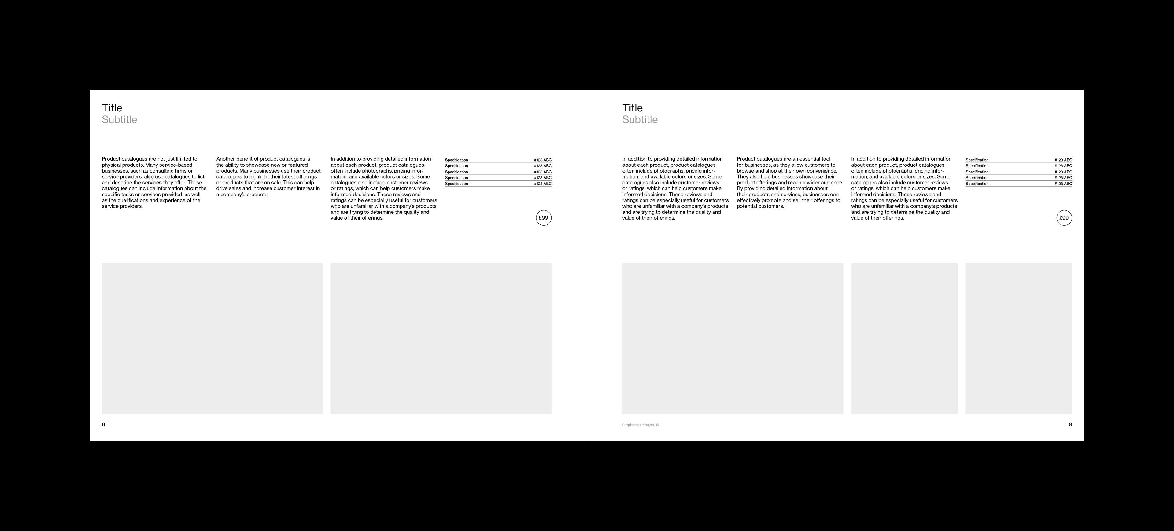 Stephen Kelman - A4 Catalogue Grid System for InDesign | Landscape