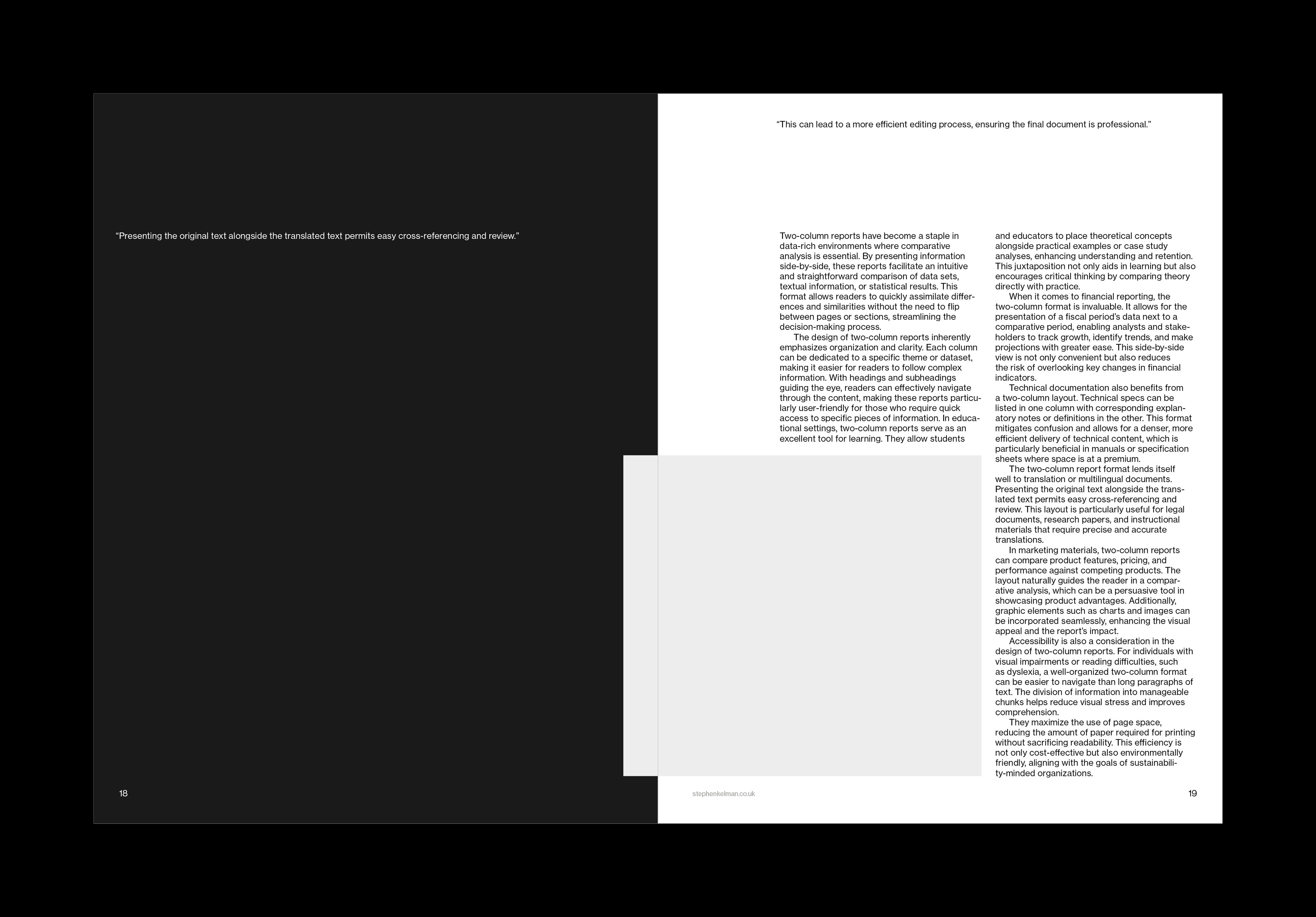 Stephen Kelman - US Letter Two Column Report Grid System for InDesign