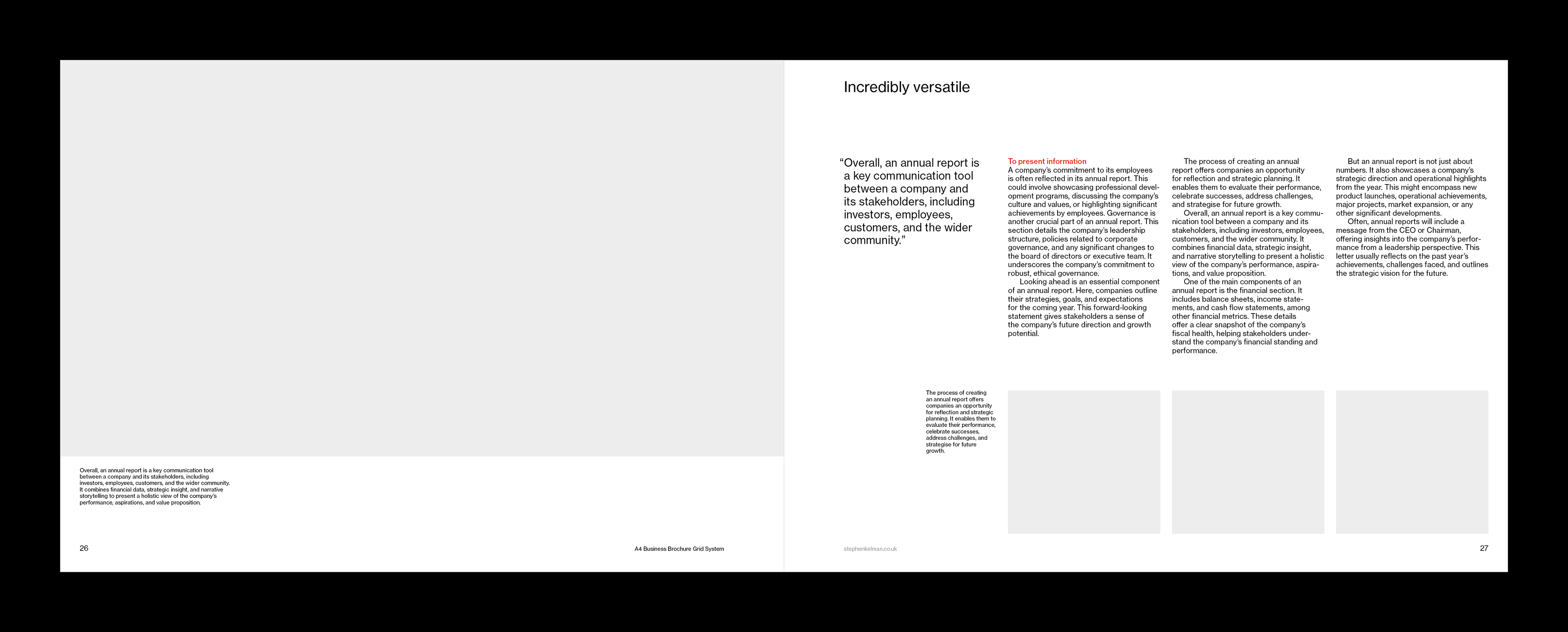 Stephen Kelman - A4 Business Brochure   Report Grid System For Indesign