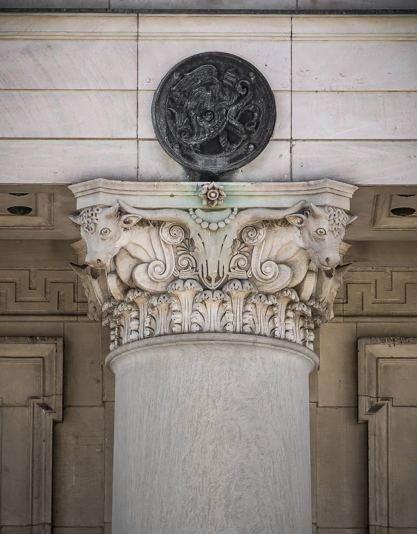 Post Office Cow Facade Column