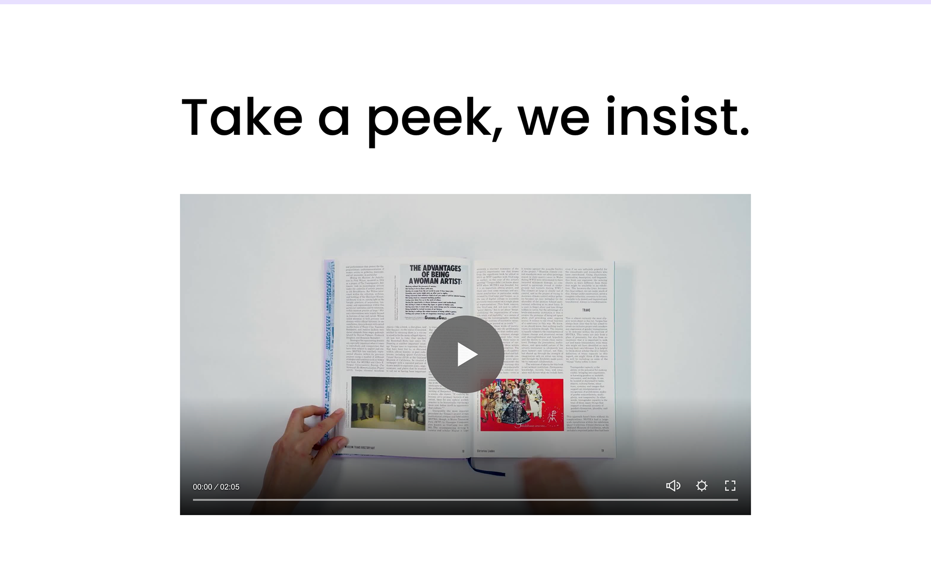 Book Page: Below the book info and option to order is a video feature where viewers can flip through the entire book.