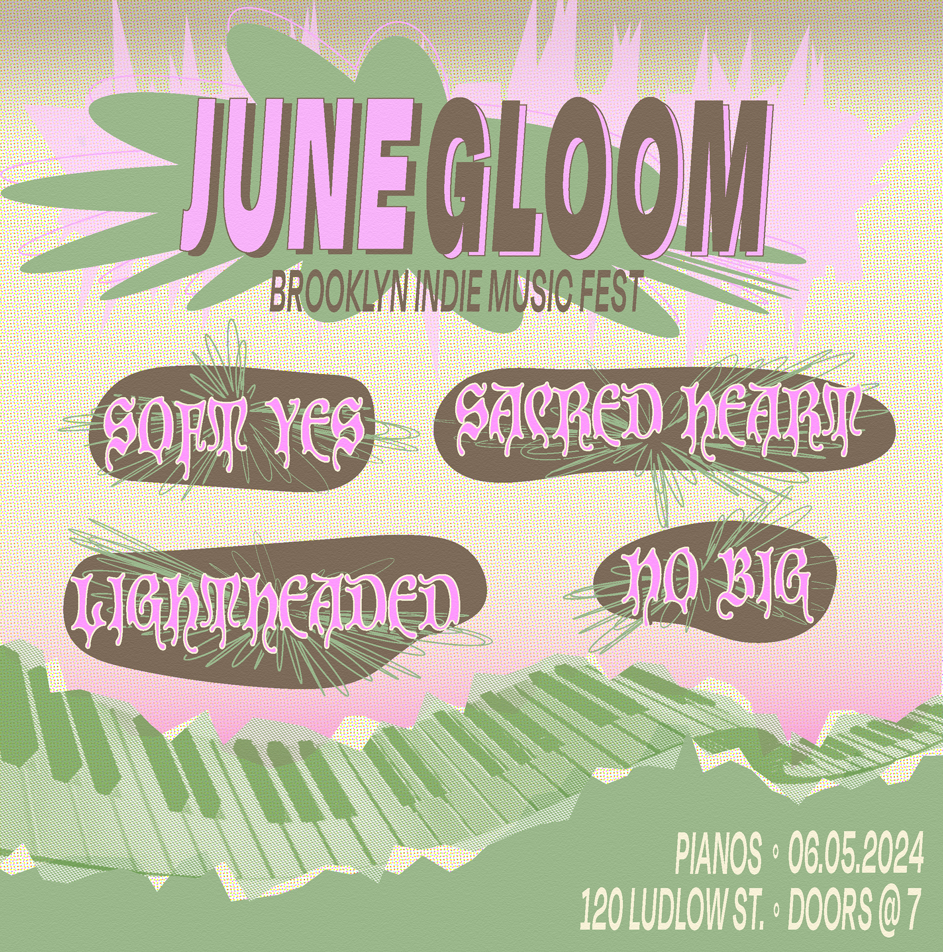 Poster design idea for faux music festival, June 2024.