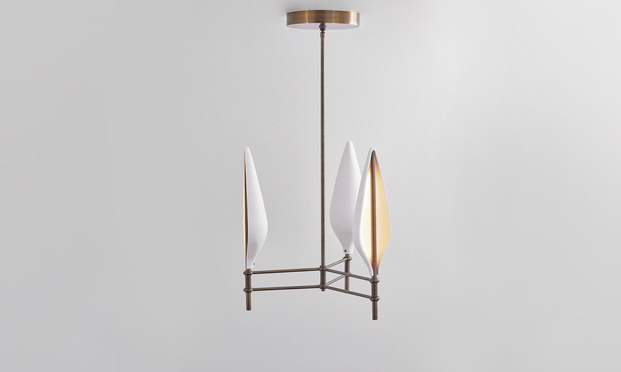 Spire Pendant 3 in Antique Boyd Brass