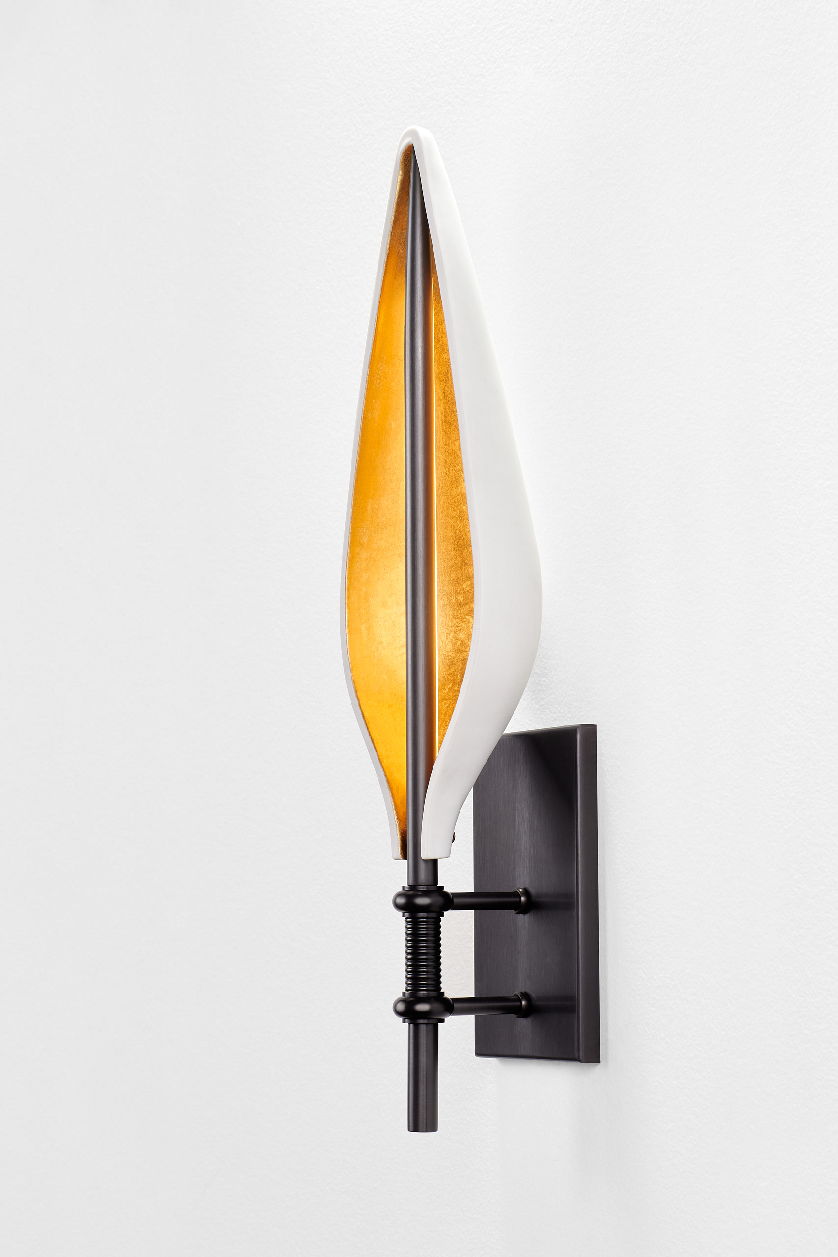 Spire Sconce in white with Gold leaf